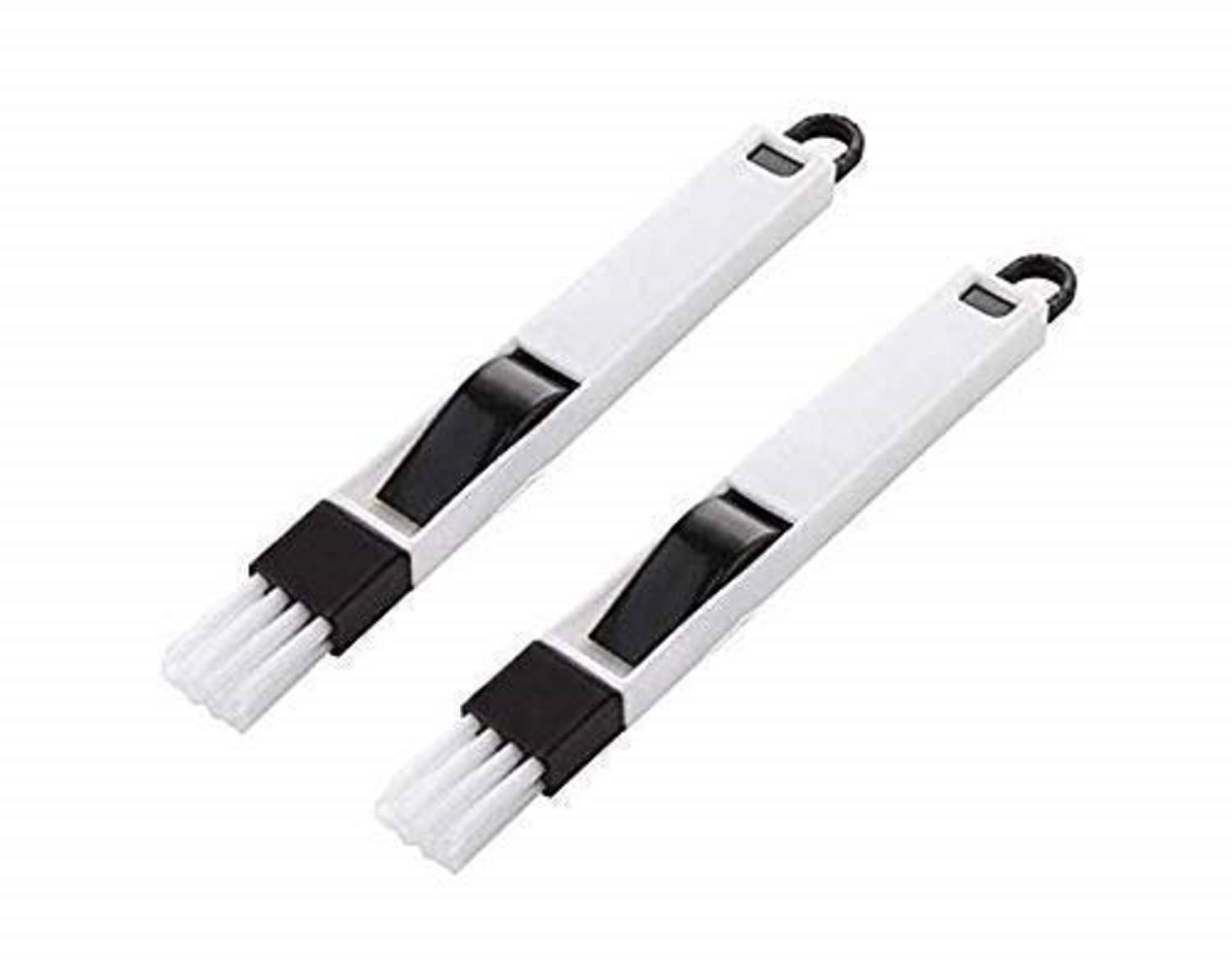     			Plastic Corners & Edges Dust Multipurpose Use Cleaning Brush for Window Frame, Keyboard with Mini Dustpan, 2-Pieces, White