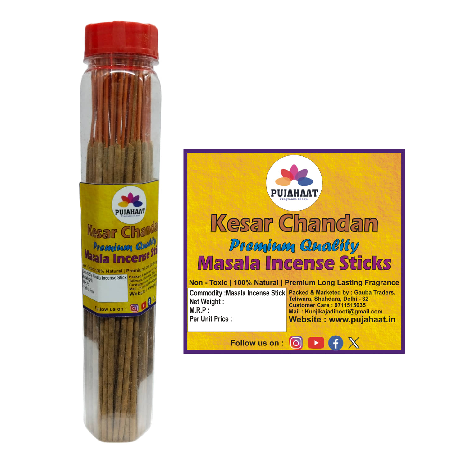     			Pujahaat Incense Stick Kesar Chandan 100 gm ( Pack of 1 )