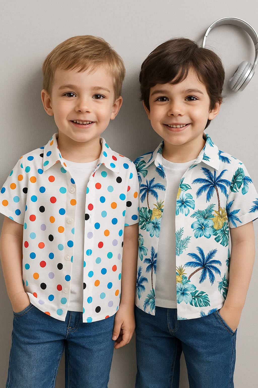     			SHREE VANKIYA HANUMANJI FASHION Pack of 2 Boys 100% Cotton Half Sleeves Shirt ( Multicolor )