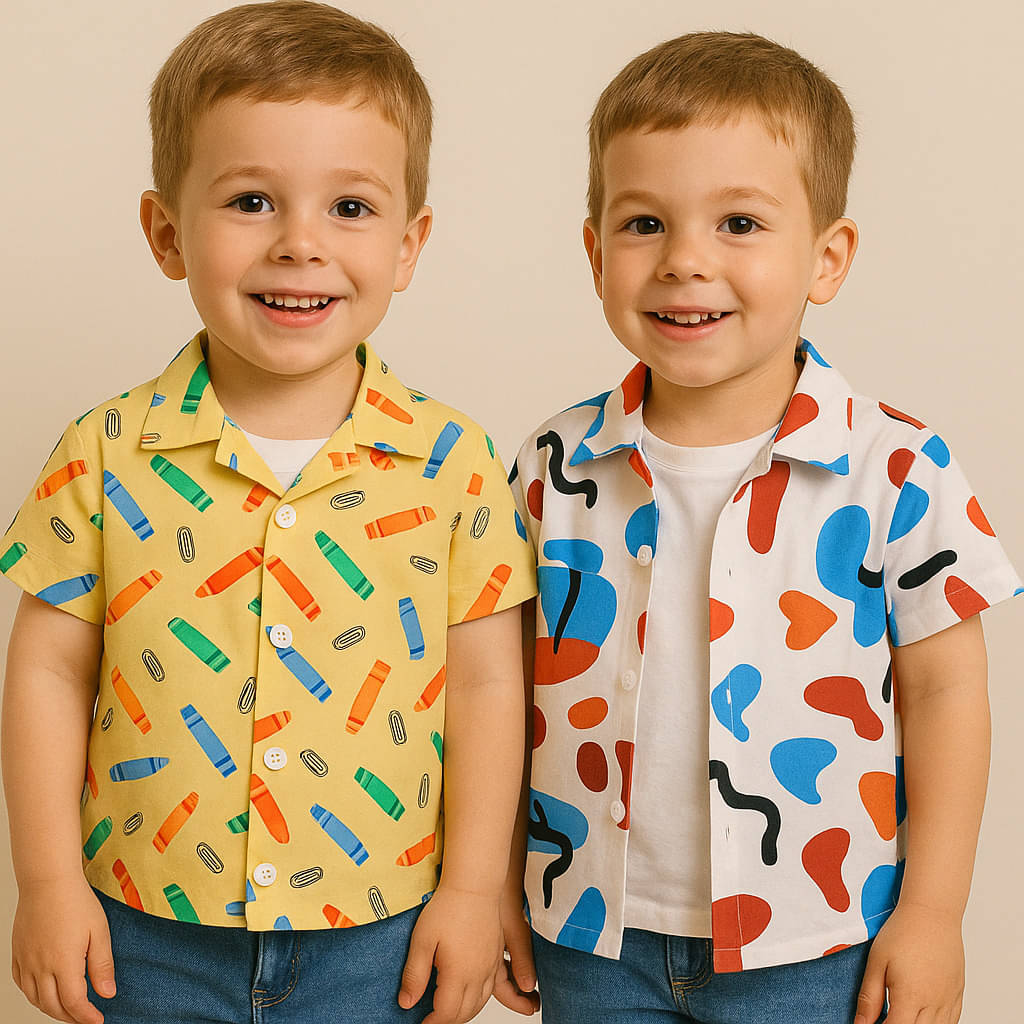 SHREE VANKIYA HANUMANJI FASHION Pack of 2 Boys 100% Cotton Half Sleeves Shirt ( Multicolor ) SHREE VANKIYA HANUMANJI FASHION Pack of 2 Boys 100% Cotton Half Sleeves Shirt ( Multicolor )