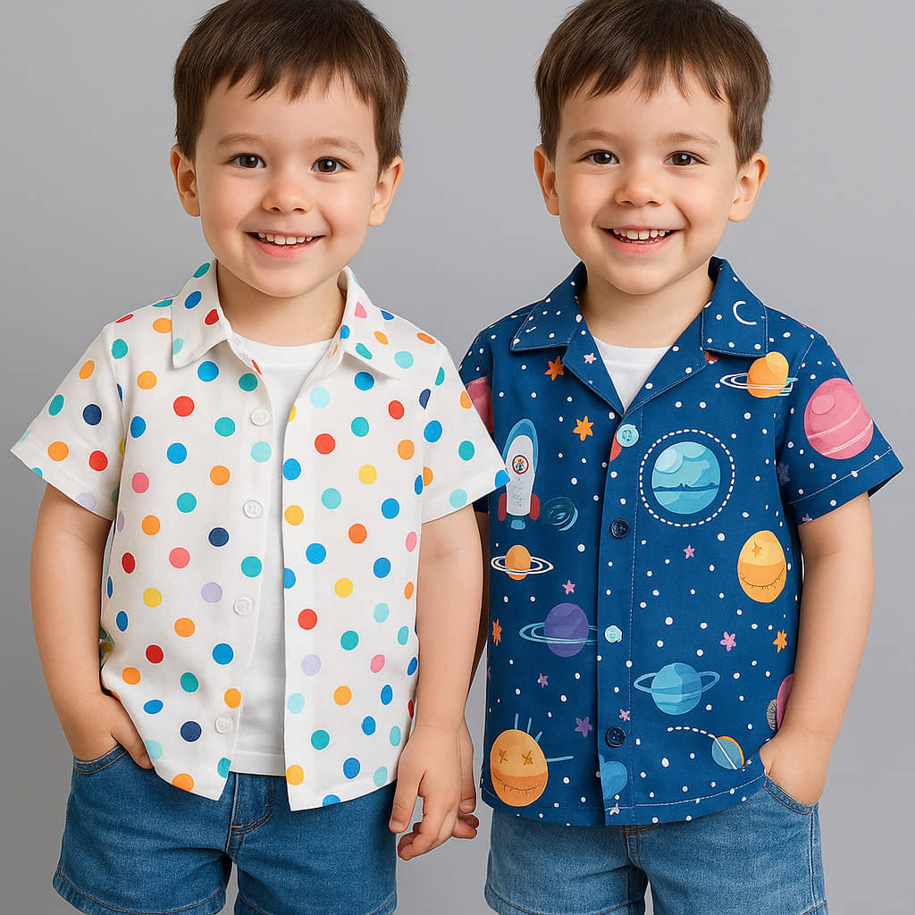 SHREE VANKIYA HANUMANJI FASHION Pack of 2 Boys 100% Cotton Half Sleeves Shirt ( Multicolor ) SHREE VANKIYA HANUMANJI FASHION Pack of 2 Boys 100% Cotton Half Sleeves Shirt ( Multicolor )