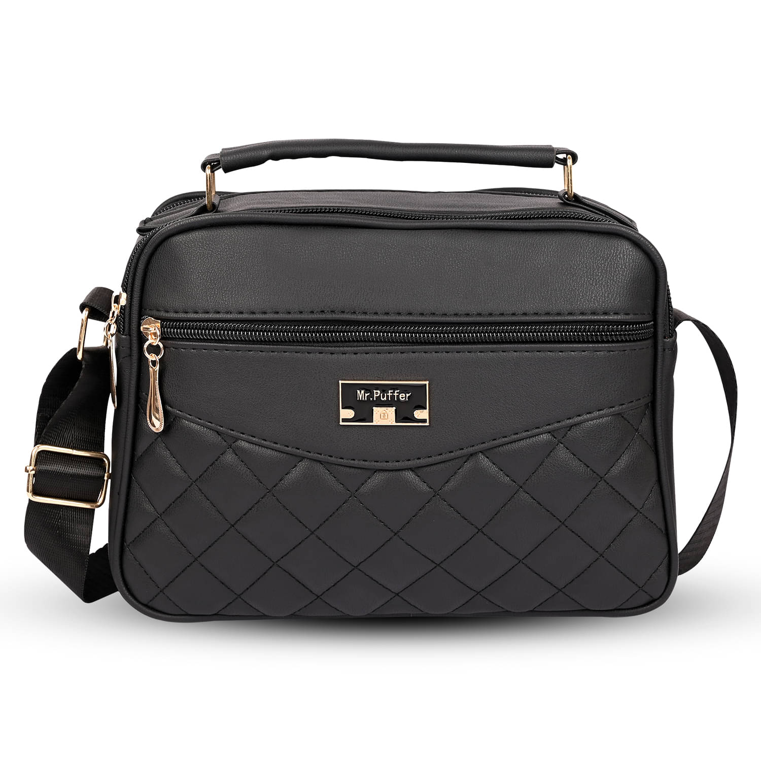     			Sageware Sling Bag Faux Leather Set of 1 ( Black )