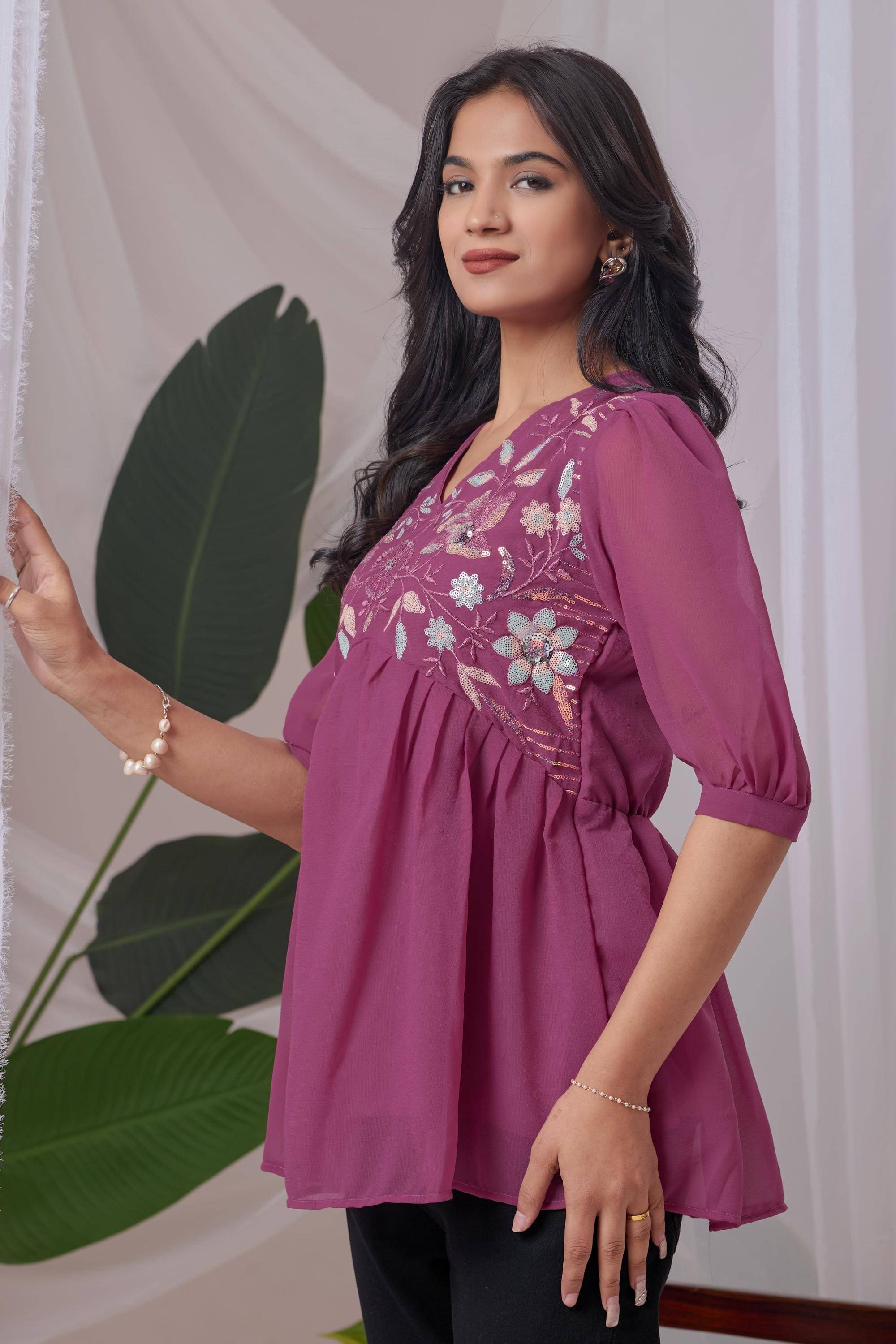Shcon Women's Georgette Tunic ( Peach )     			Shcon Women's Georgette Tunic ( Peach )