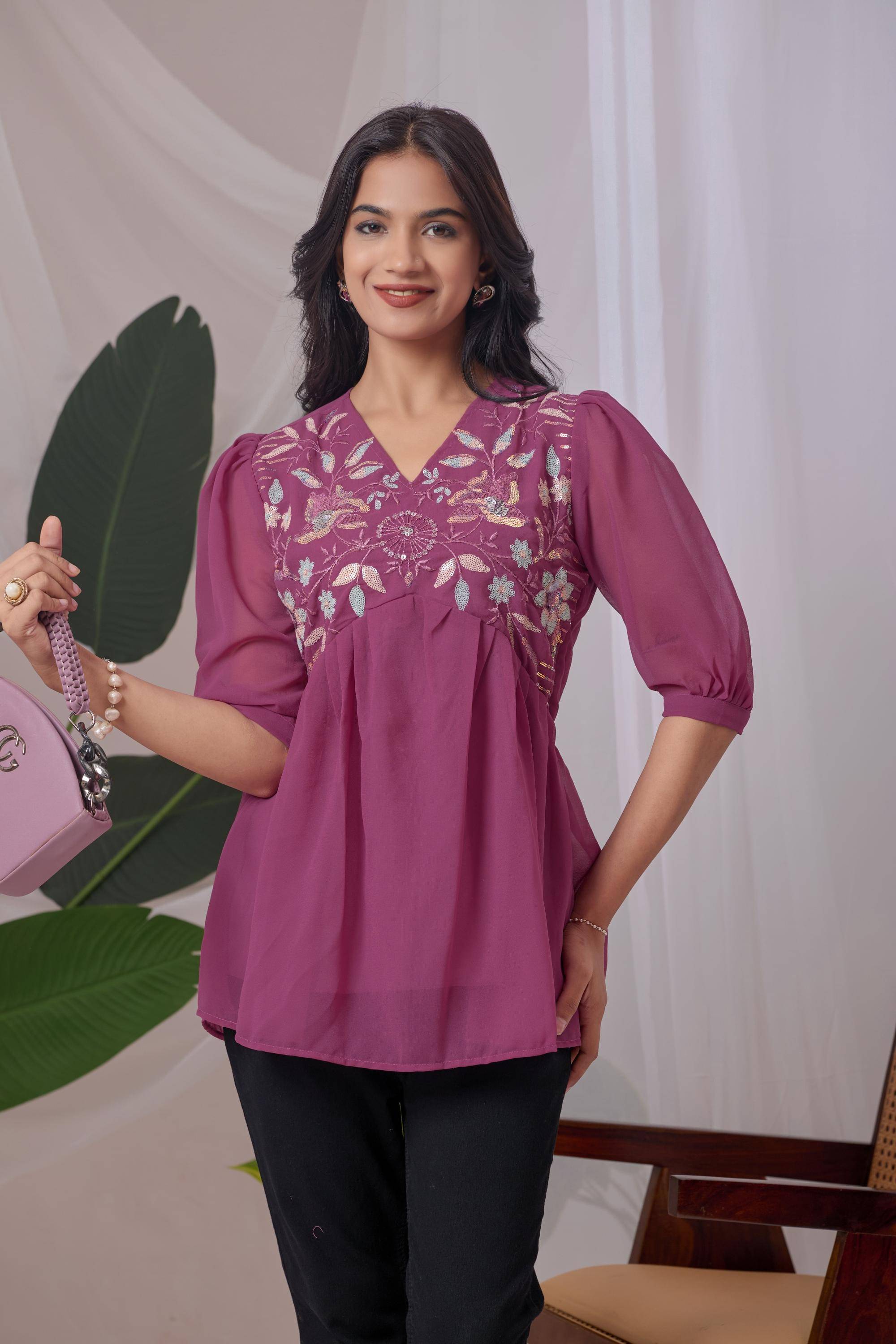 Shcon Women's Georgette Tunic ( Peach )     			Shcon Women's Georgette Tunic ( Peach )