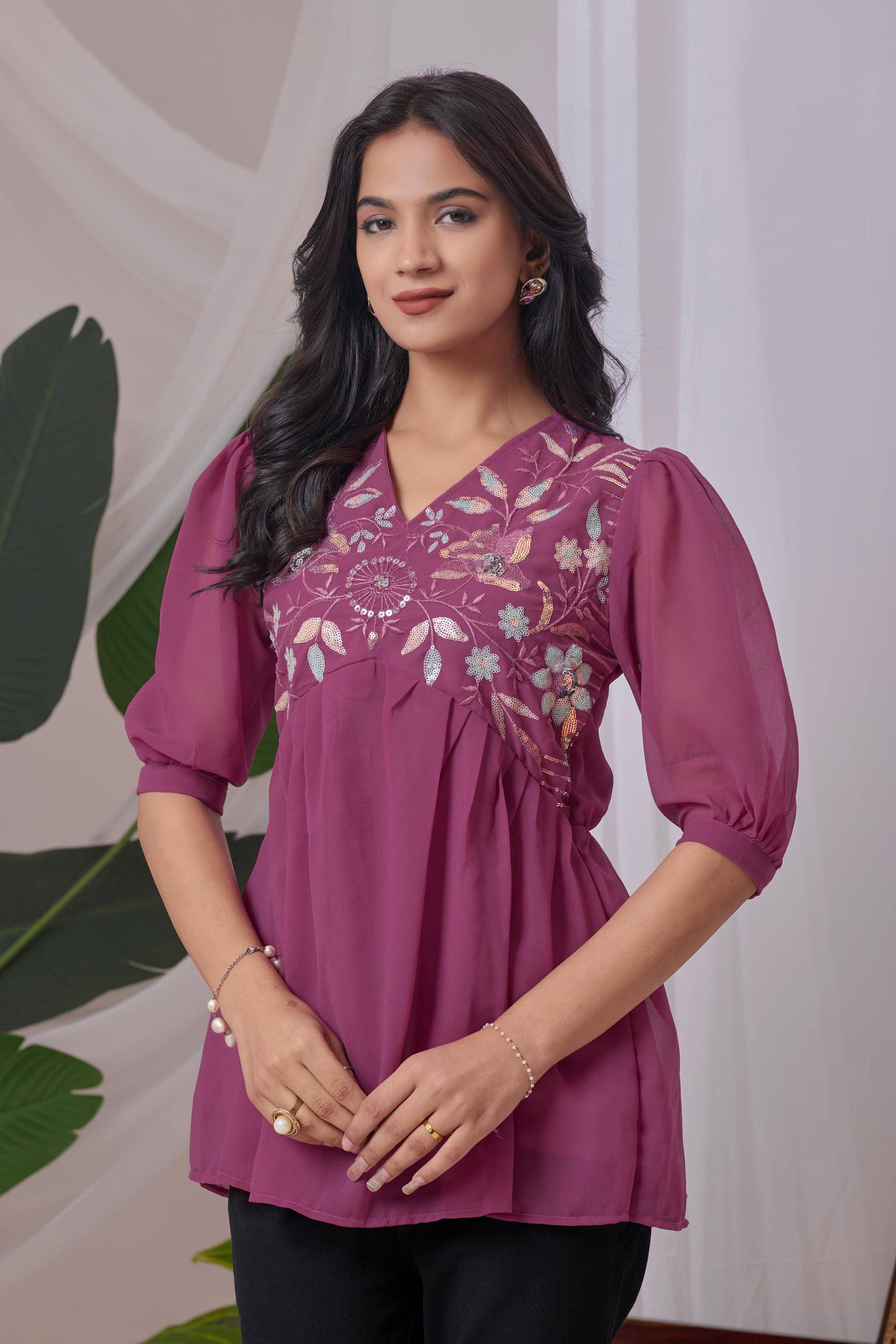 Shcon Women's Georgette Tunic ( Peach ) Shcon Women's Georgette Tunic ( Peach )