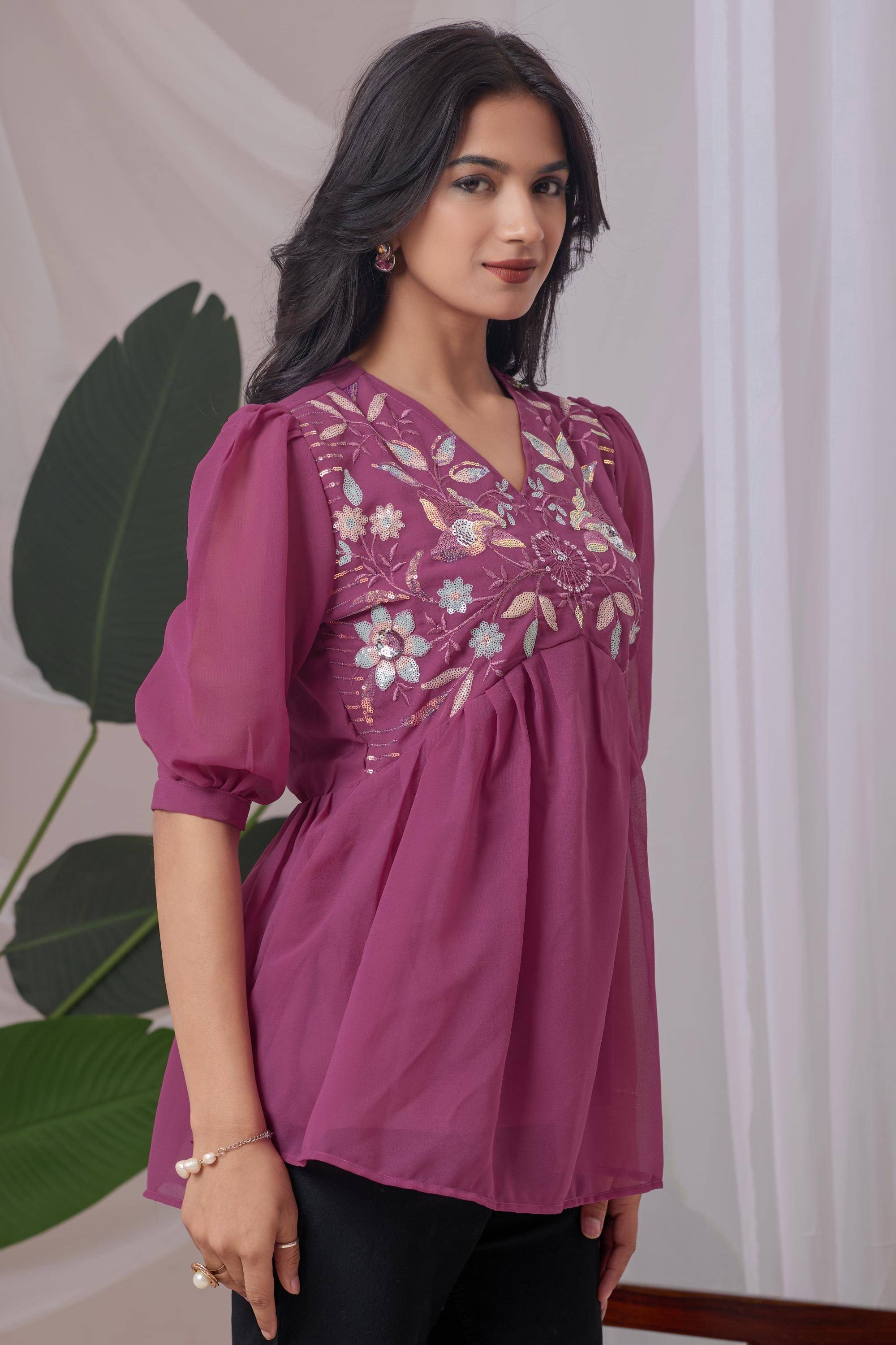 Shcon Women's Georgette Tunic ( Peach ) Shcon Women's Georgette Tunic ( Peach )