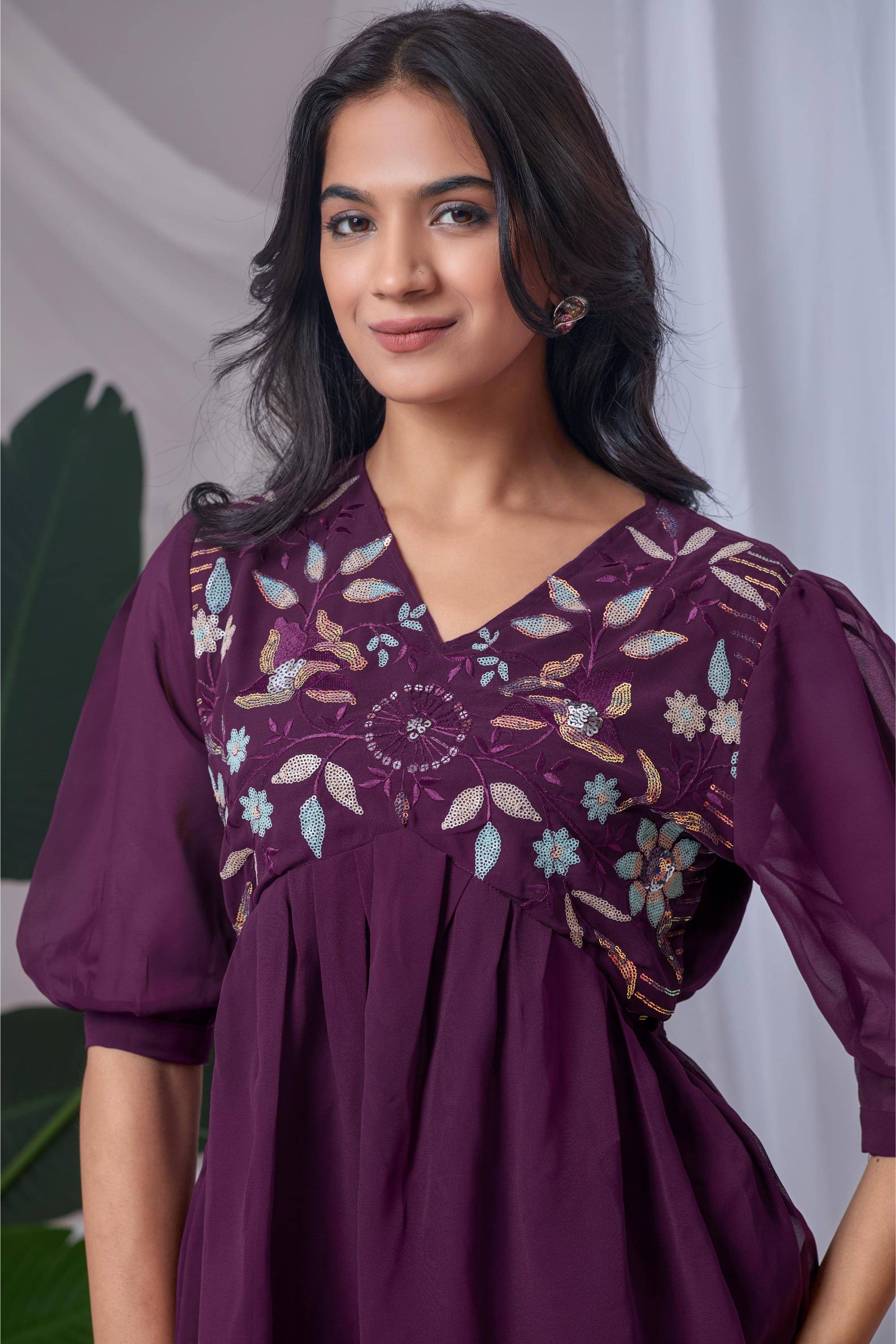 Shcon Women's Georgette Tunic ( Purple ) Shcon Women's Georgette Tunic ( Purple )