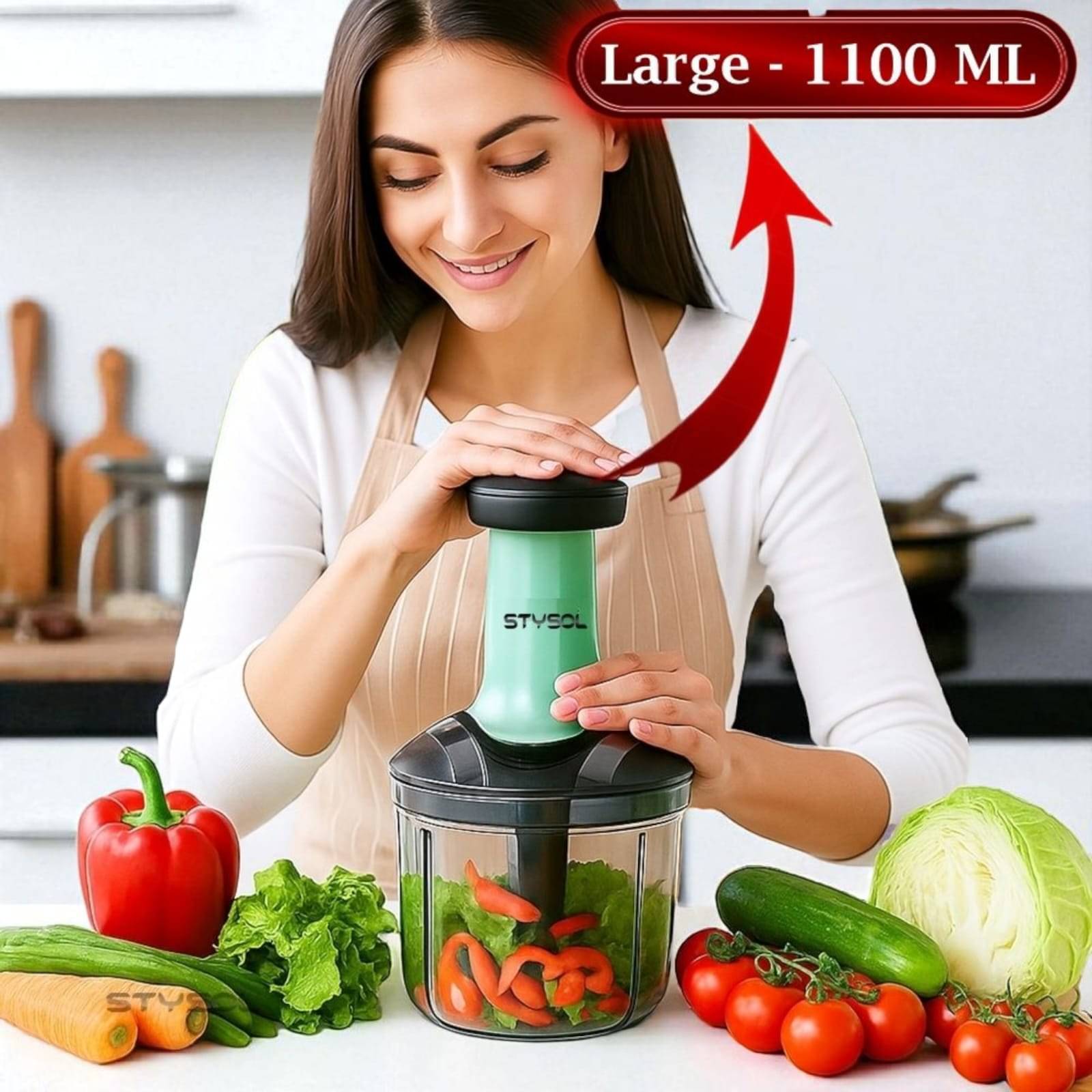 Strong 1100 ML Manual Speedy Hand Press Food Chopper BPA Free Stainless Steel Blade Onion Chopper for Vegetables Fruits Nuts - Multicolor (Push Chopper) Strong 1100 ML Manual Speedy Hand Press Food Chopper BPA Free Stainless Steel Blade Onion Chopper for Vegetables Fruits Nuts - Multicolor (Push Chopper)