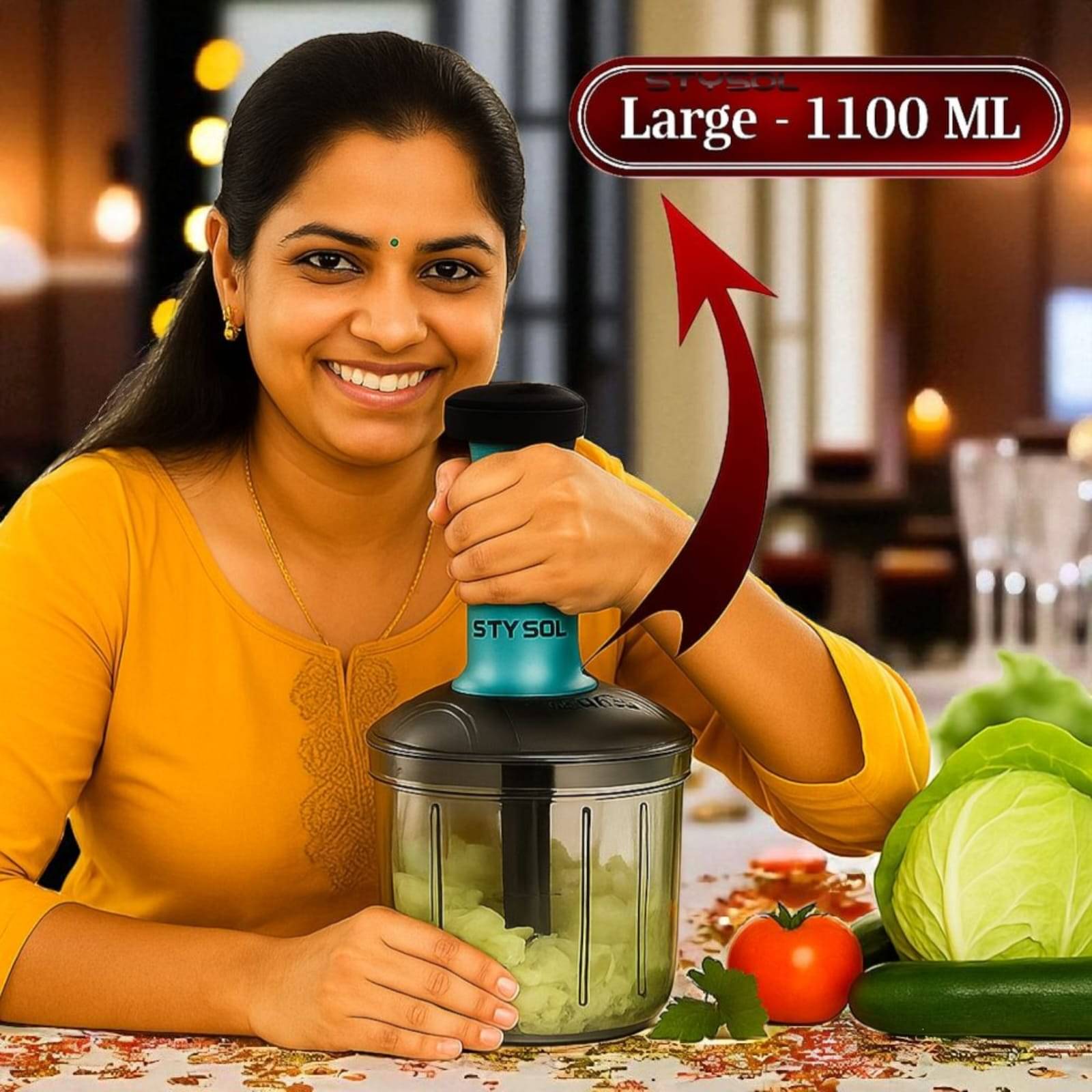 Strong 1100 ML Manual Speedy Hand Press Food Chopper BPA Free Stainless Steel Blade Onion Chopper for Vegetables Fruits Nuts - Multicolor (Push Chopper) Strong 1100 ML Manual Speedy Hand Press Food Chopper BPA Free Stainless Steel Blade Onion Chopper for Vegetables Fruits Nuts - Multicolor (Push Chopper)