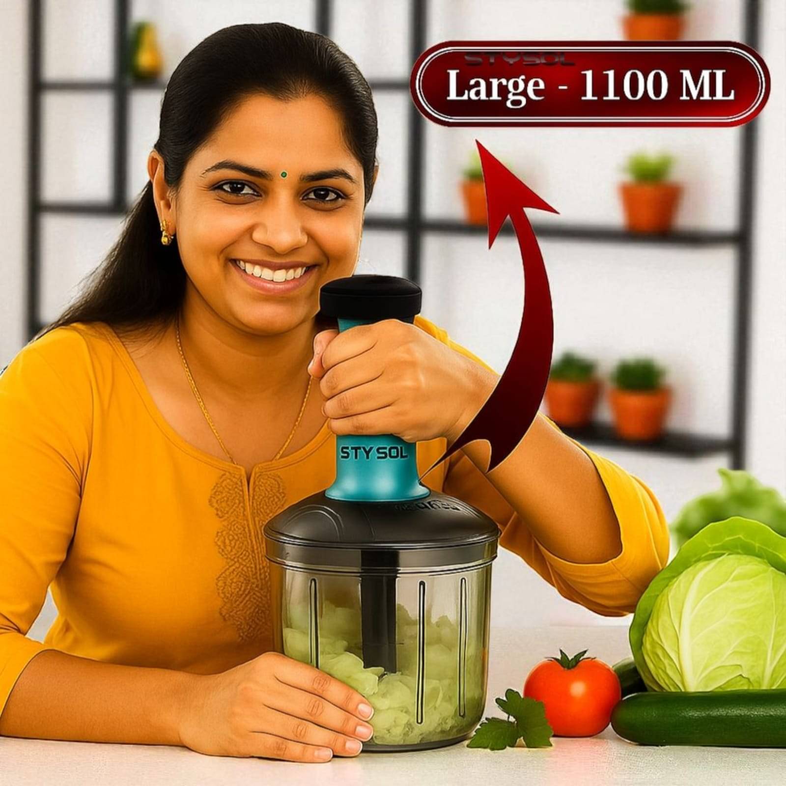 Strong 1100 ML Manual Speedy Hand Press Food Chopper BPA Free Stainless Steel Blade Onion Chopper for Vegetables Fruits Nuts - Multicolor (Push Chopper) Strong 1100 ML Manual Speedy Hand Press Food Chopper BPA Free Stainless Steel Blade Onion Chopper for Vegetables Fruits Nuts - Multicolor (Push Chopper)