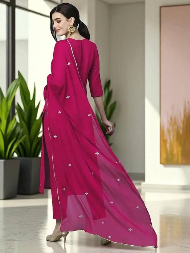 TEXPA FASHION Women Rayon Embroidered A-line Kurti With Pants ( Pink ) TEXPA FASHION Women Rayon Embroidered A-line Kurti With Pants ( Pink )