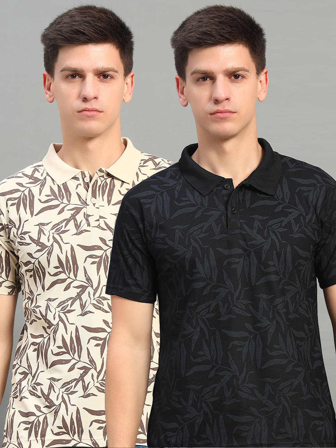 THE CASUALS Men Polyester Regular Fit Printed Polo T Shirt ( Beige ) THE CASUALS Men Polyester Regular Fit Printed Polo T Shirt ( Beige )