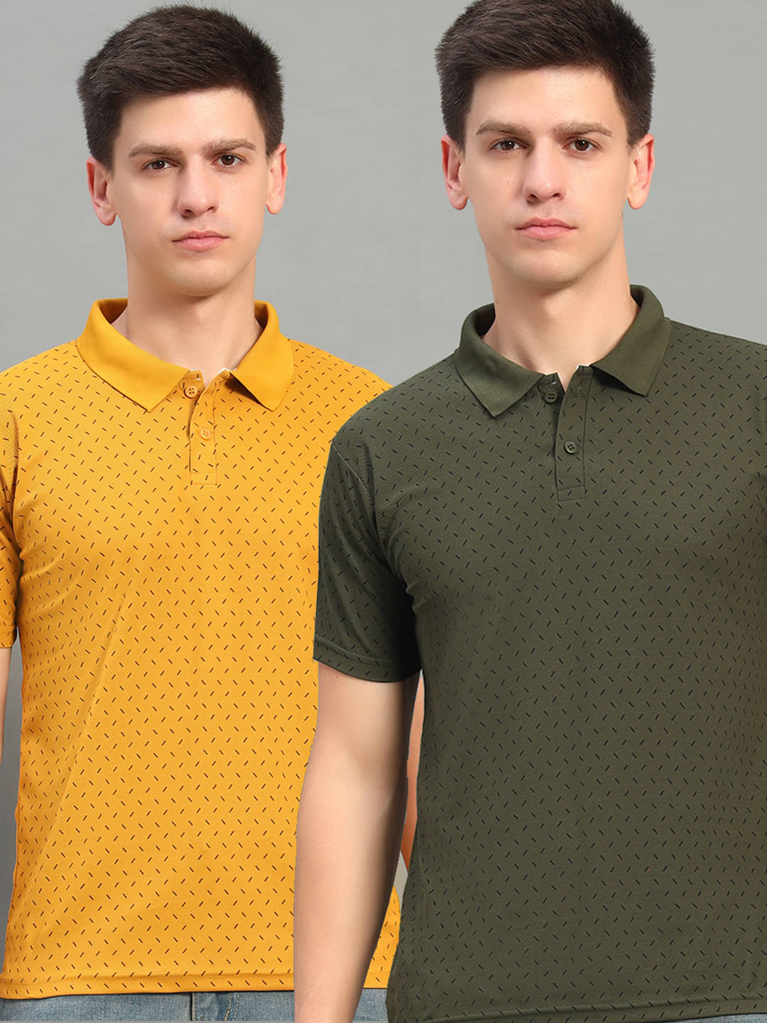     			THE CASUALS Men Polyester Regular Fit Printed Polo T Shirt ( Olive )