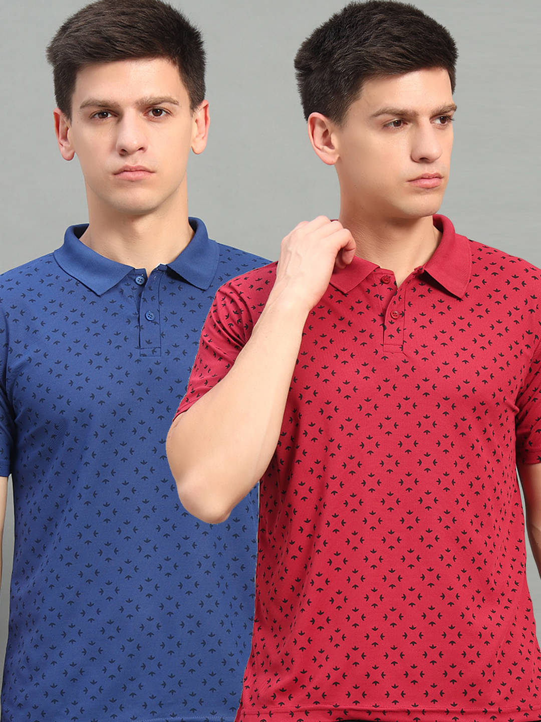 THE CASUALS Men Polyester Regular Fit Printed Polo T Shirt ( Red ) THE CASUALS Men Polyester Regular Fit Printed Polo T Shirt ( Red )