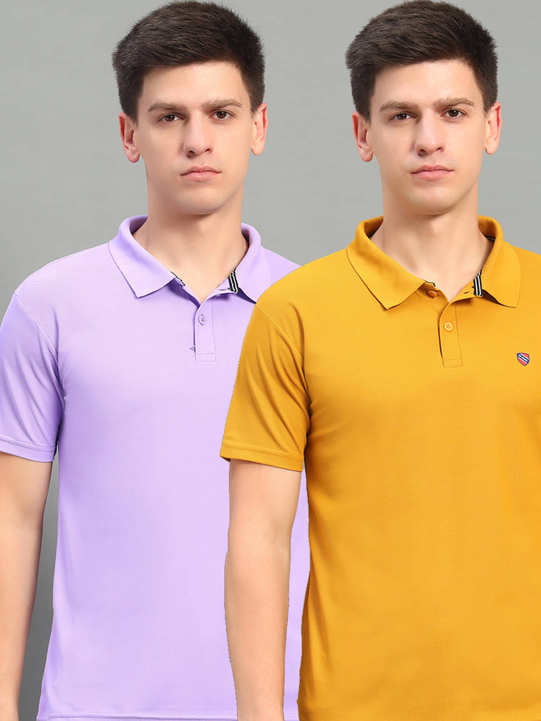     			THE CASUALS Men Polyester Regular Fit Solid Polo T Shirt ( Mustard )