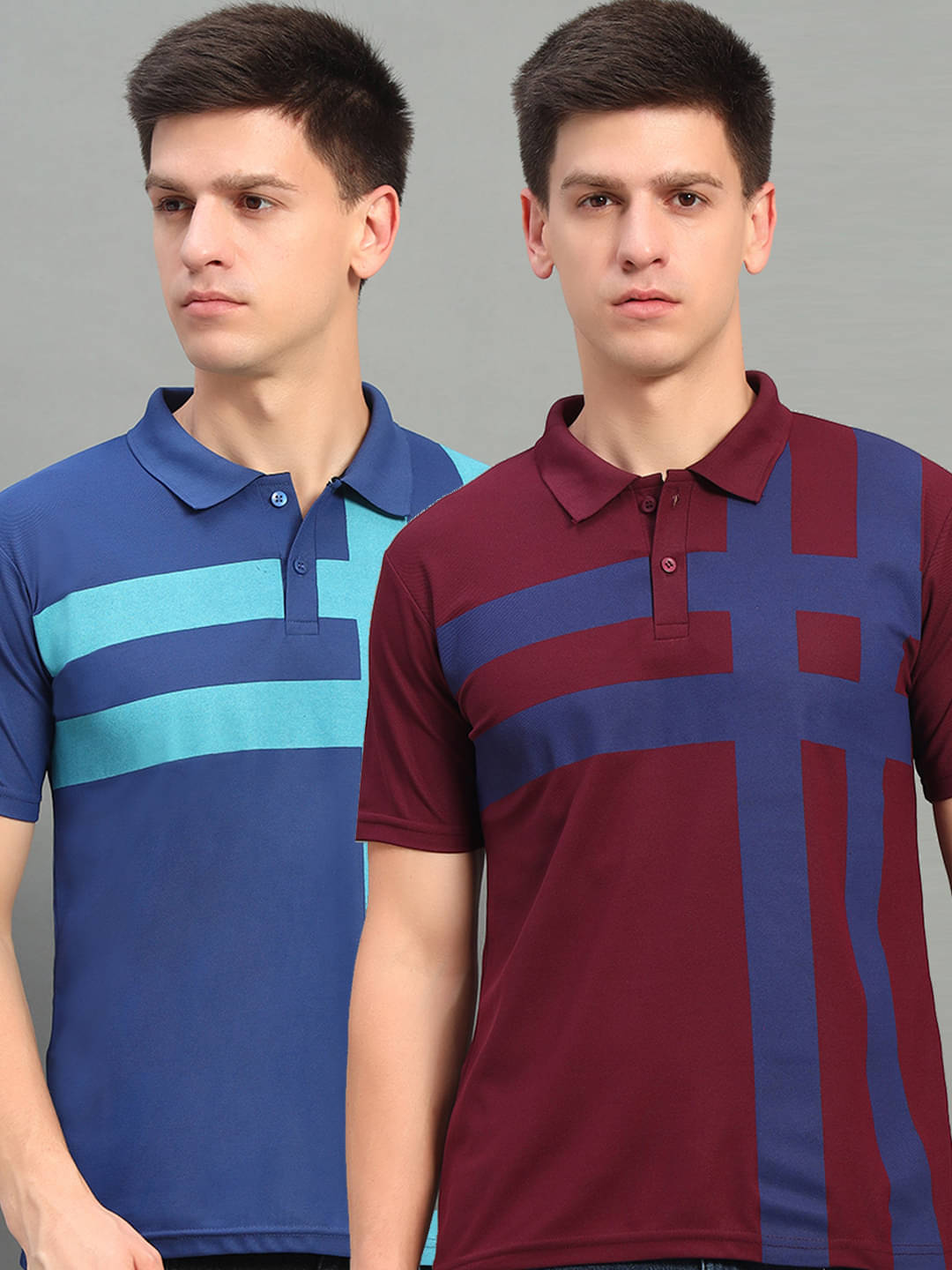 THE CASUALS Men Polyester Regular Fit Striped Polo T Shirt ( Wine ) THE CASUALS Men Polyester Regular Fit Striped Polo T Shirt ( Wine )