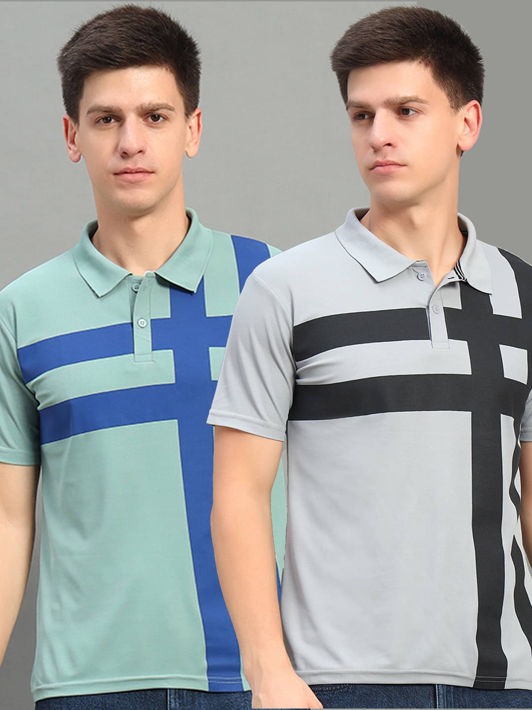 THE CASUALS Men Polyester Regular Fit Striped Polo T Shirt ( Grey ) THE CASUALS Men Polyester Regular Fit Striped Polo T Shirt ( Grey )