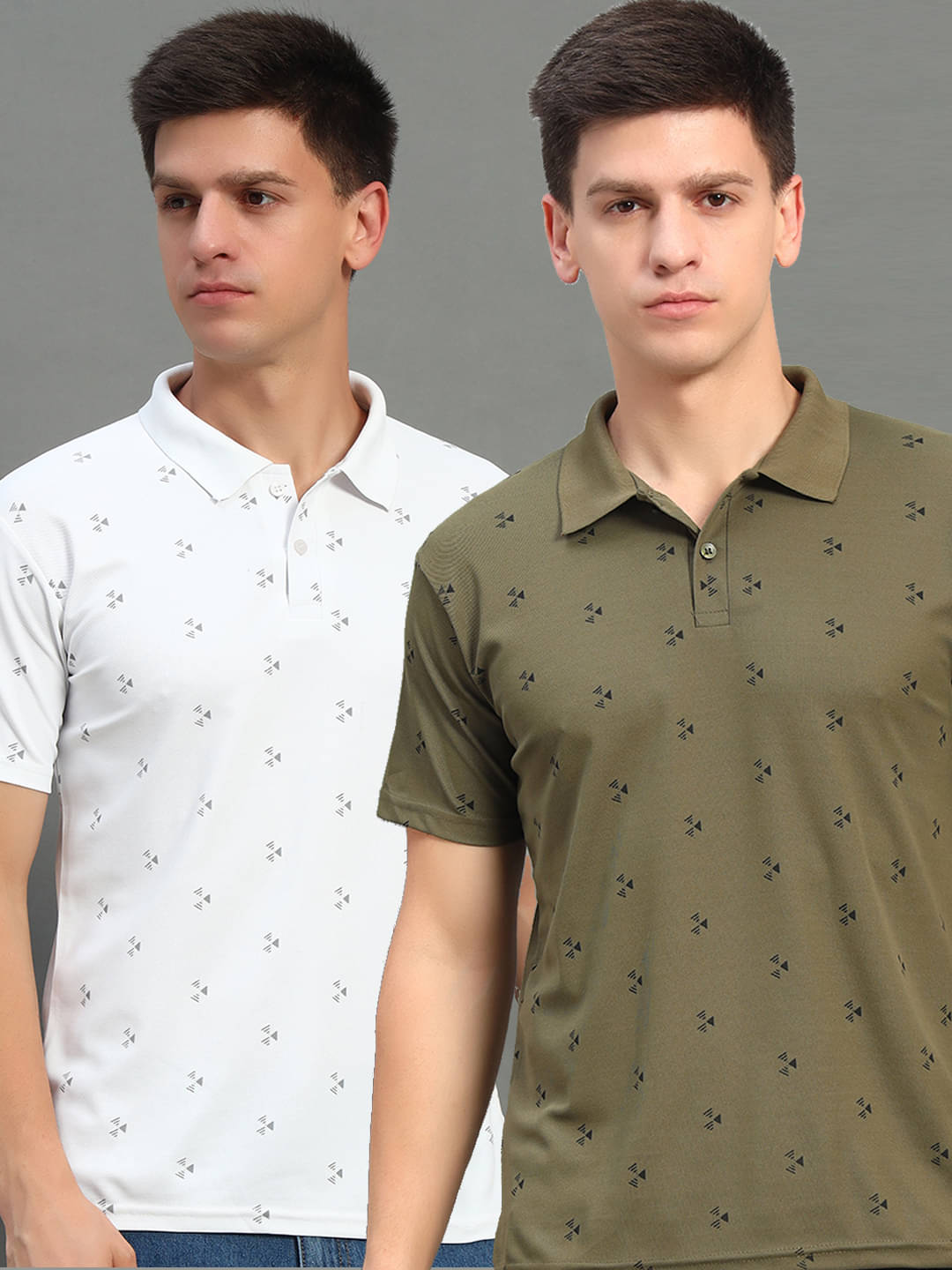     			THE CASUALS Men Polyester Regular Fit Printed Polo T Shirt ( Olive )
