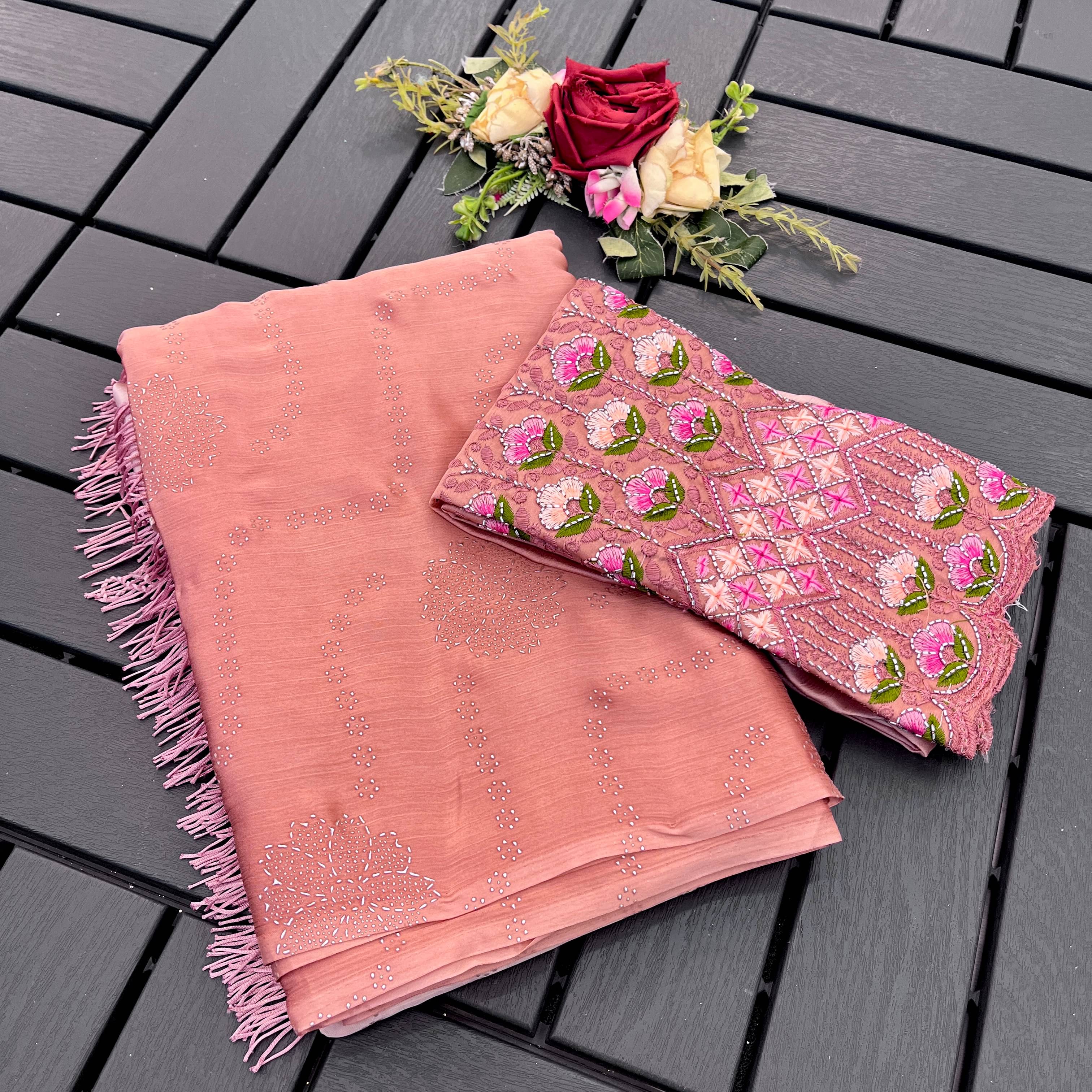 THE STYLE CLUB Chiffon Embroidered Regular Saree With Unstitched Blouse Piece ( Orange ) THE STYLE CLUB Chiffon Embroidered Regular Saree With Unstitched Blouse Piece ( Orange )