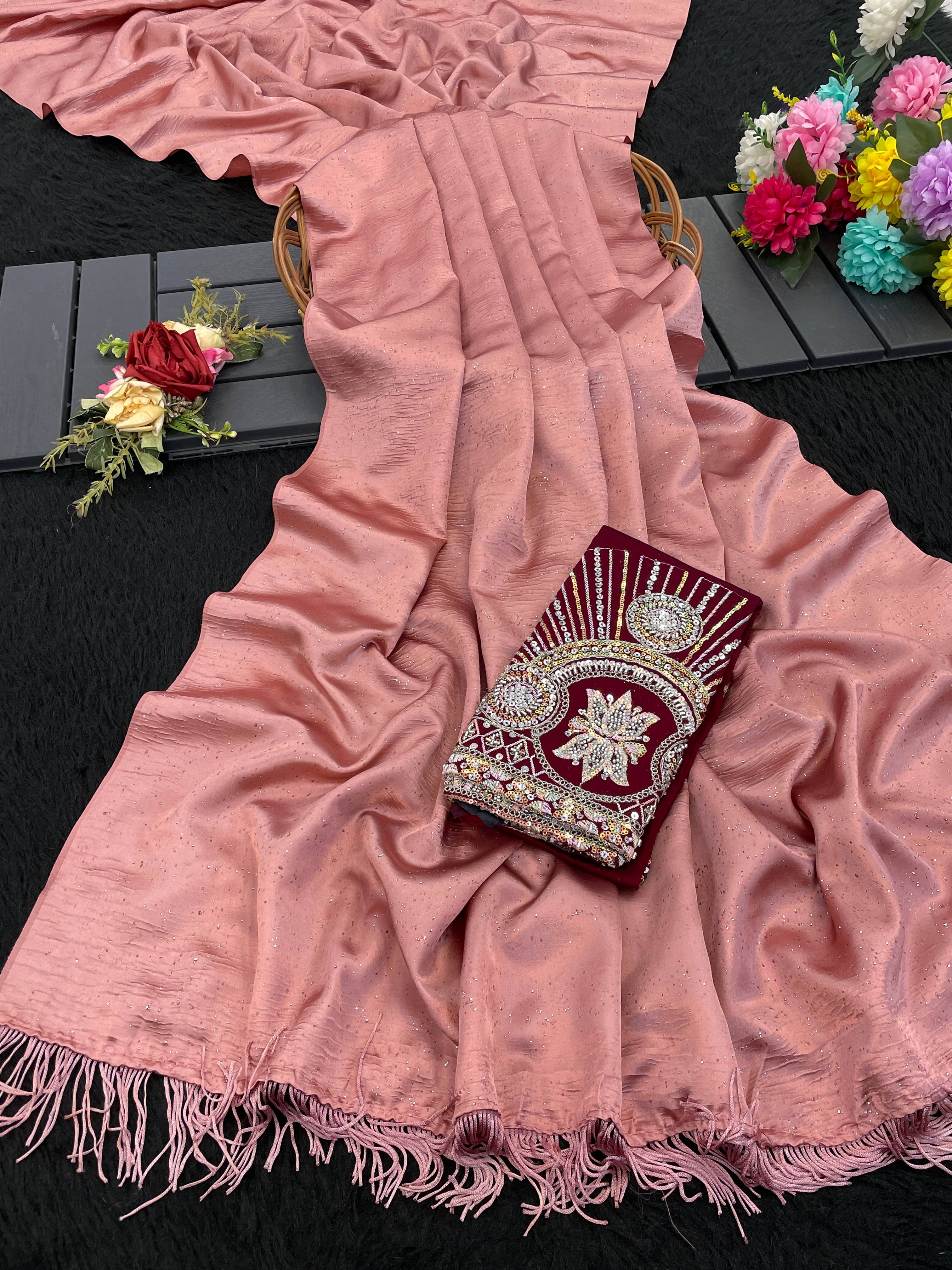 THE STYLE CLUB Georgette Embroidered Regular Saree With Unstitched Blouse Piece ( Red ) THE STYLE CLUB Georgette Embroidered Regular Saree With Unstitched Blouse Piece ( Red )