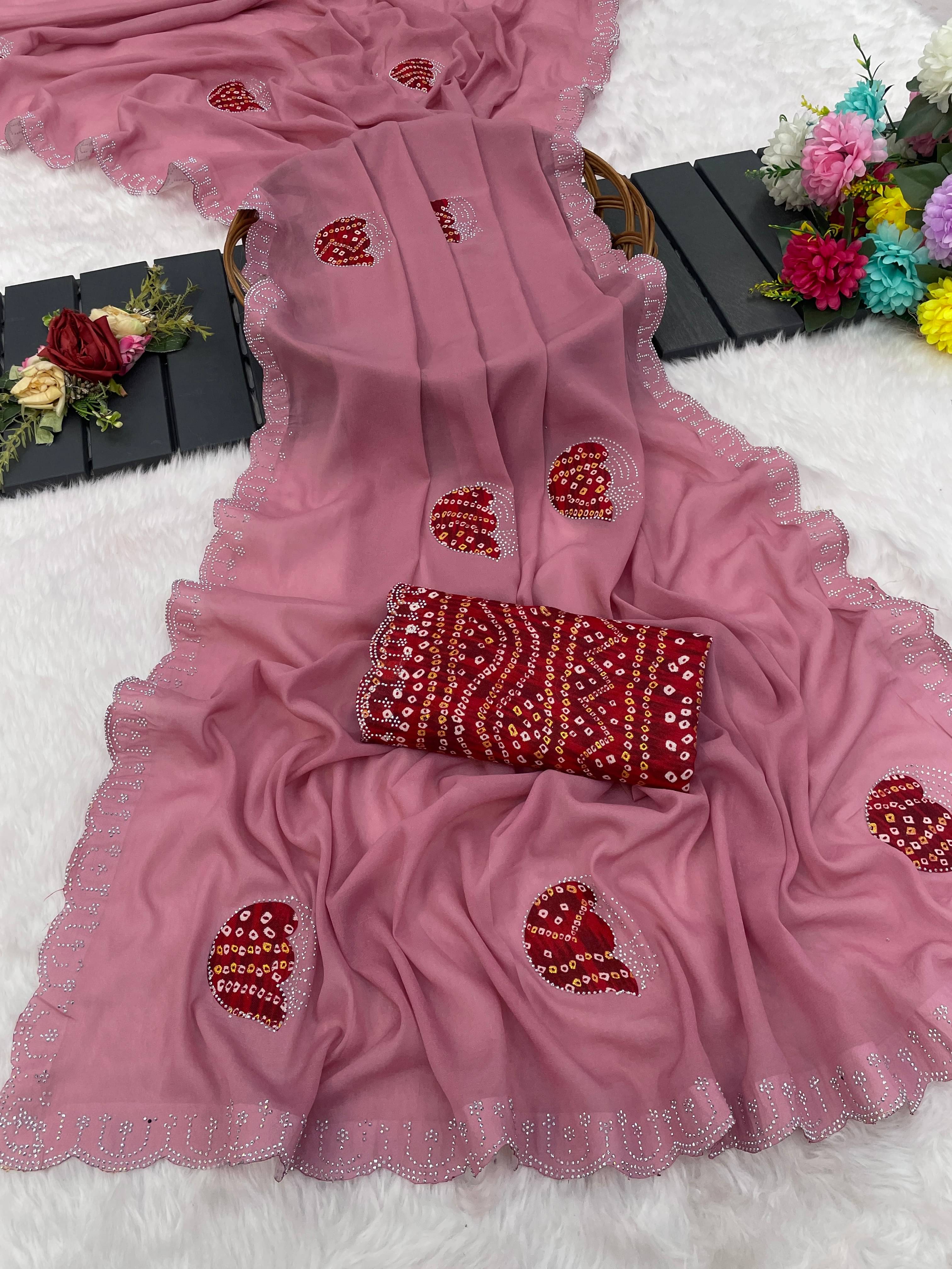 THE STYLE CLUB Jimmy Choo Embroidered Regular Saree With Unstitched Blouse Piece ( Pink ) THE STYLE CLUB Jimmy Choo Embroidered Regular Saree With Unstitched Blouse Piece ( Pink )