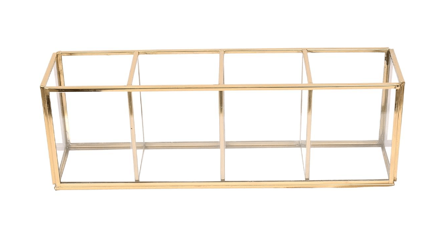     			THE UNIQUE DESIGNS Collection Cosmetics Metal Holder Construction Vintage Handmade Brass Makeup Organizer with Beautiful Gold Color  (4 Compartments Gold Vintage, Gold)