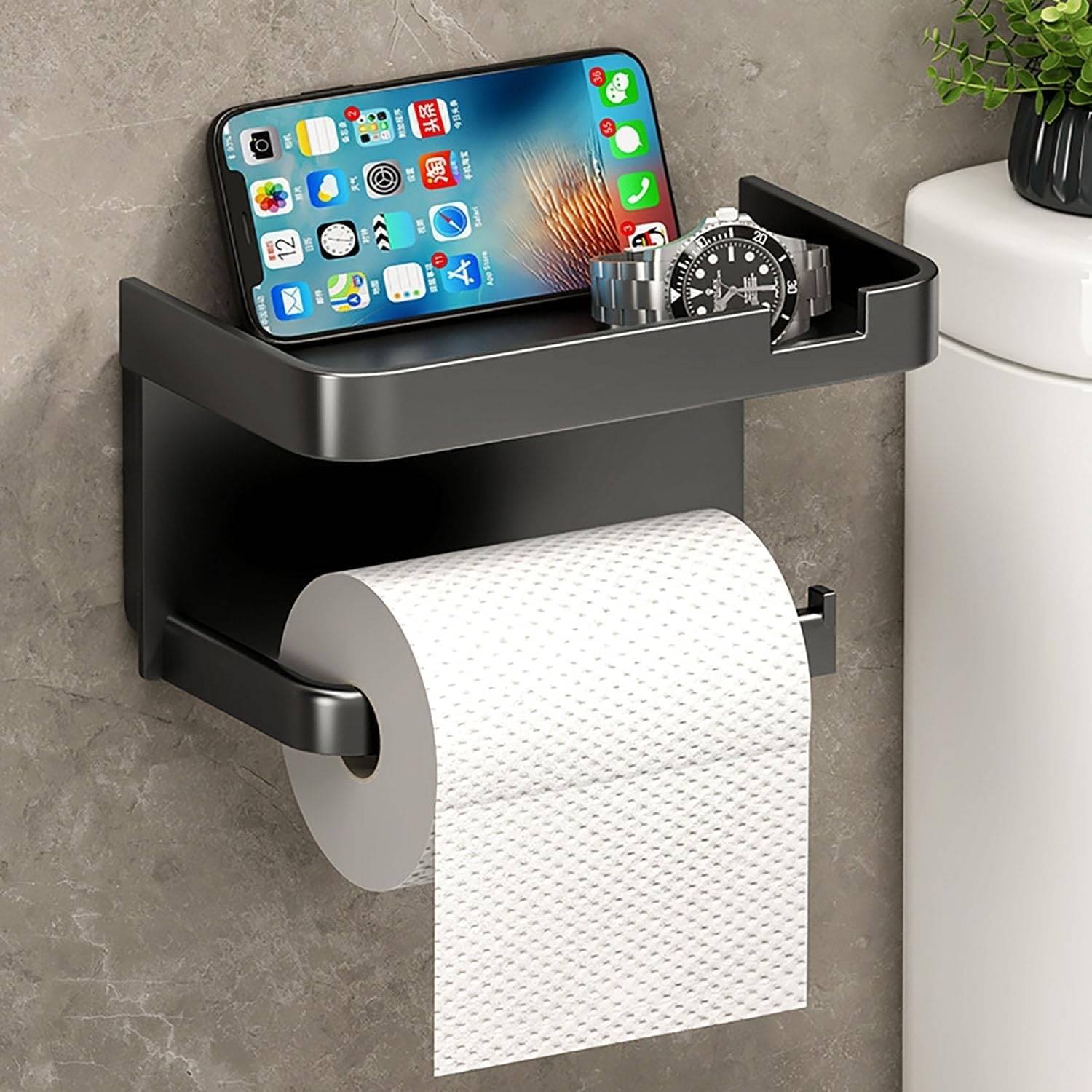     			Toilet Paper Holder Wall Mount for Bathroom, washroom | Tissue Holder with Shelf | Toilet Paper Roll Holder with Mobile Stand | Toilet Paper Holder for Bathroom Wall with Phone Holder