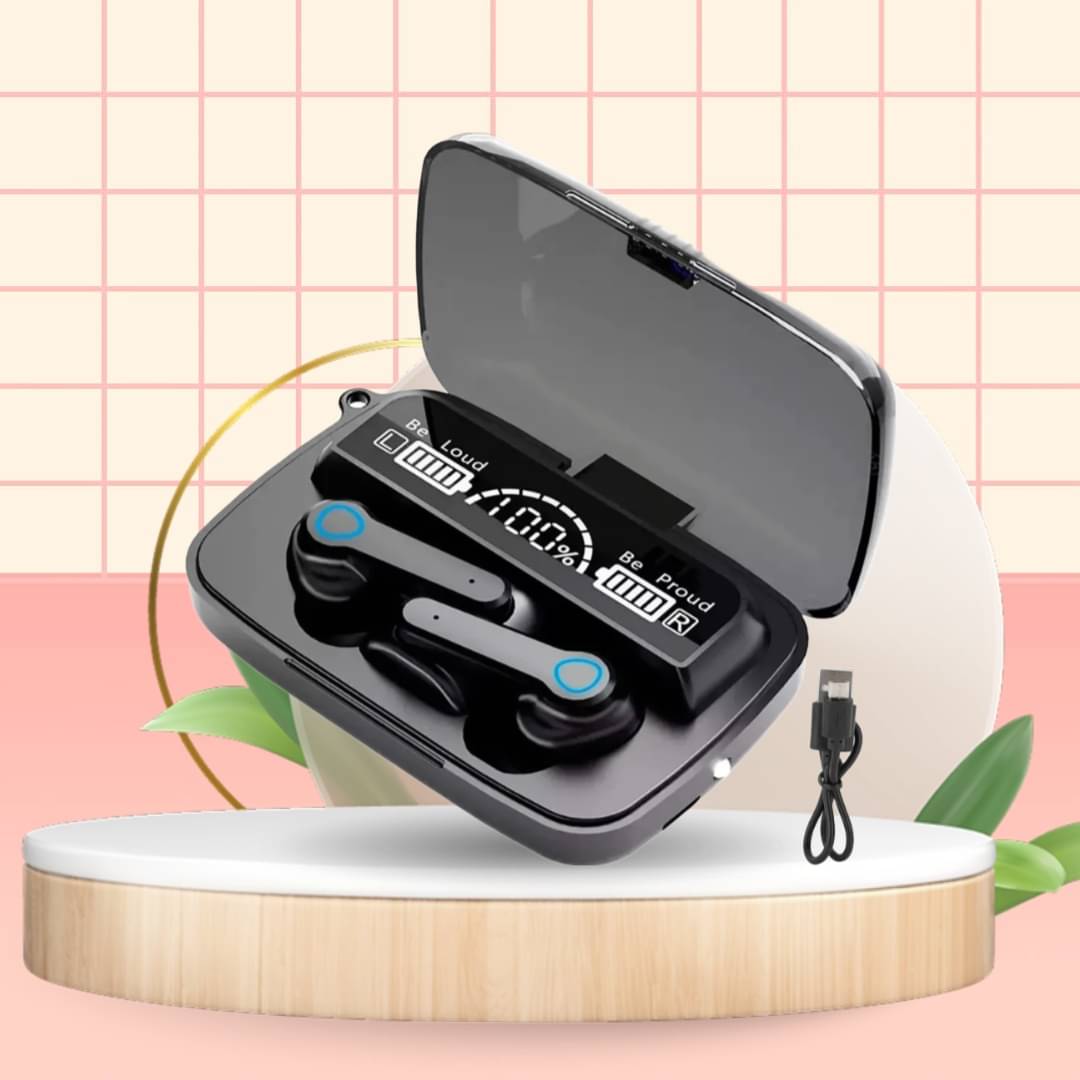     			Tws M-19 Earbuds, True Wireless Headphone, 30 hours of Playback, Fast Charging, 3D Sound, Ultra Low Latency