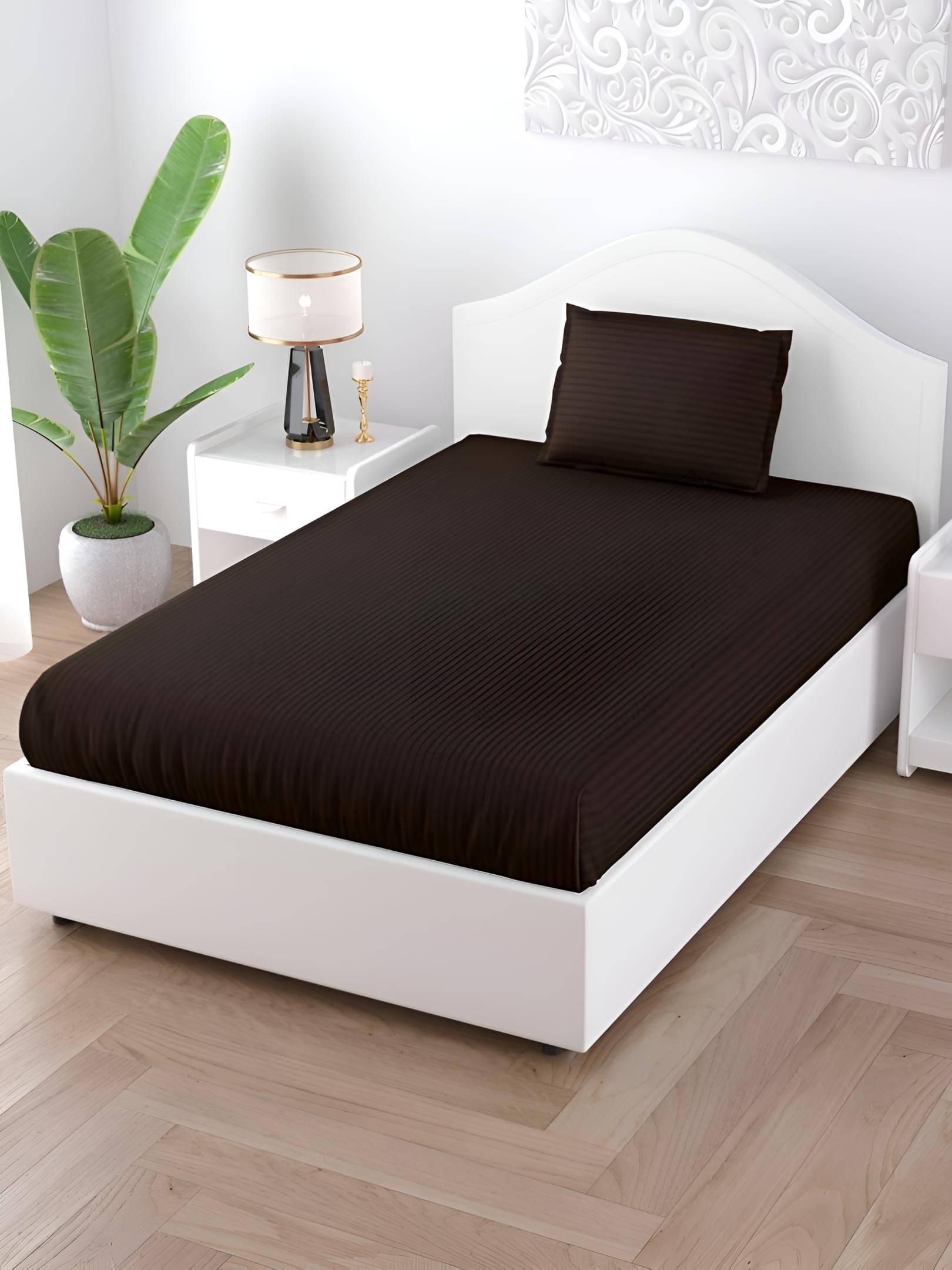     			Uniqchoice Microfiber 1 Single Bedsheet with 1 Pillow Cover ( Brown )