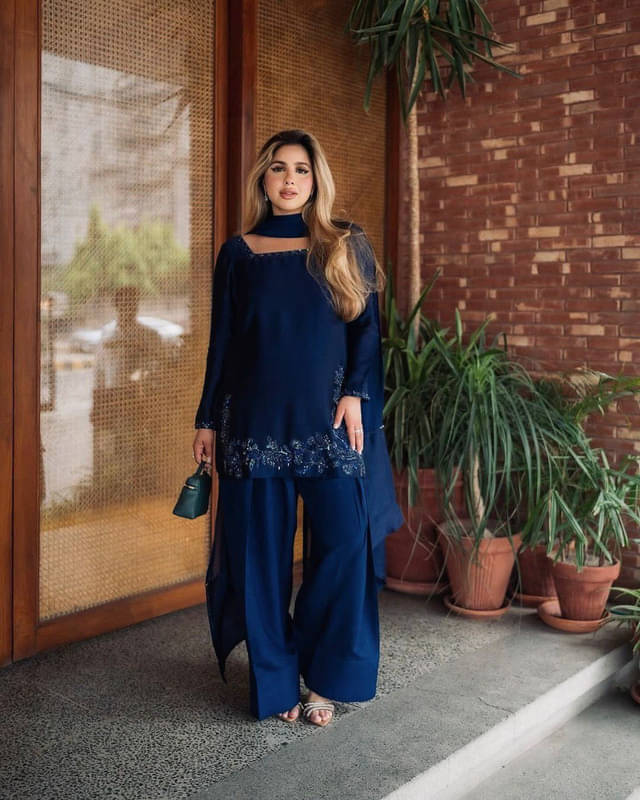 VYOM EMPORIO Women Crepe Embroidered Straight Kurti With Alladin Salwar ( Blue ) VYOM EMPORIO Women Crepe Embroidered Straight Kurti With Alladin Salwar ( Blue )