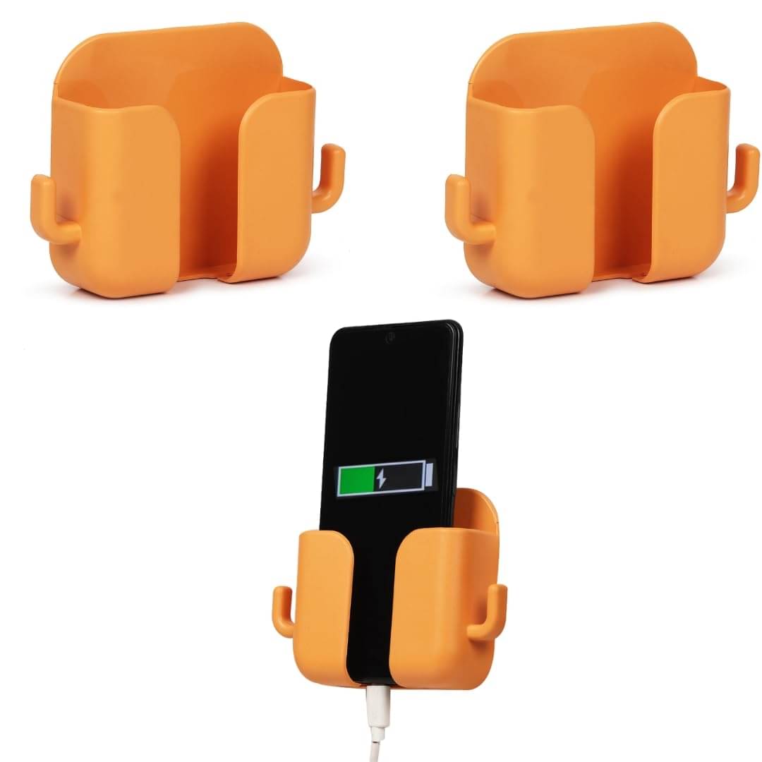     			WHIMSICAL WONDERS 3 Pc Wall Mounted Mobile Stand Storage Case for Remote, Wall Mounted Mobile Stand/Multi Purpose Stand with Key Hangers