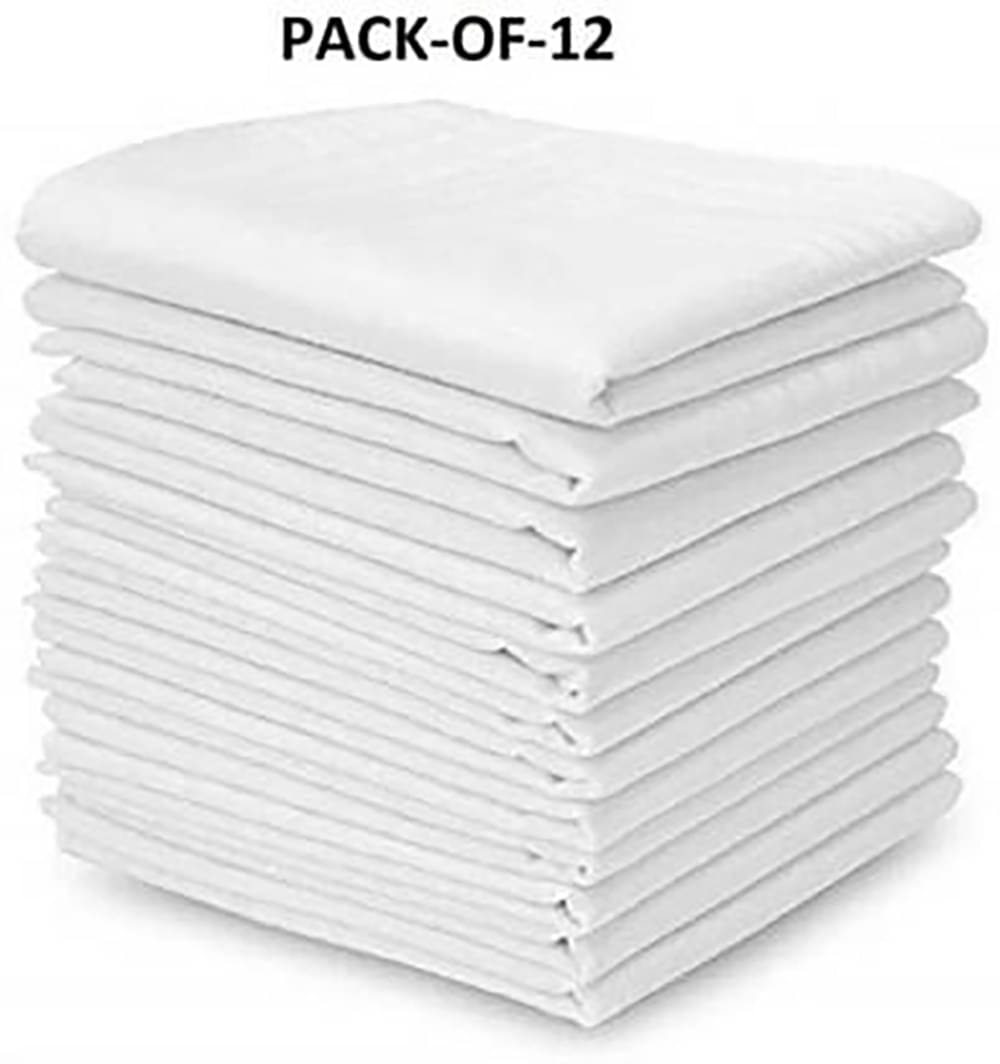 WILDSTUFF White Cotton Men's Handkerchief ( Pack of 12 ) WILDSTUFF White Cotton Men's Handkerchief ( Pack of 12 )