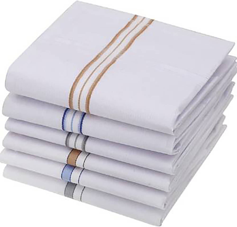     			WILDSTUFF White Cotton Men's Handkerchief ( Pack of 6 )