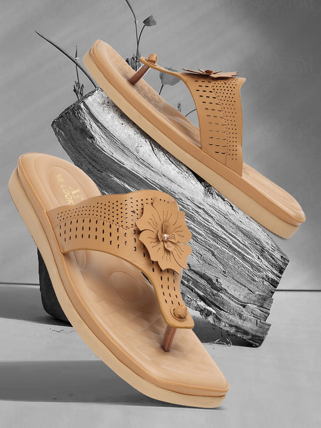     			XE Looks Beige Women's Floater Sandals