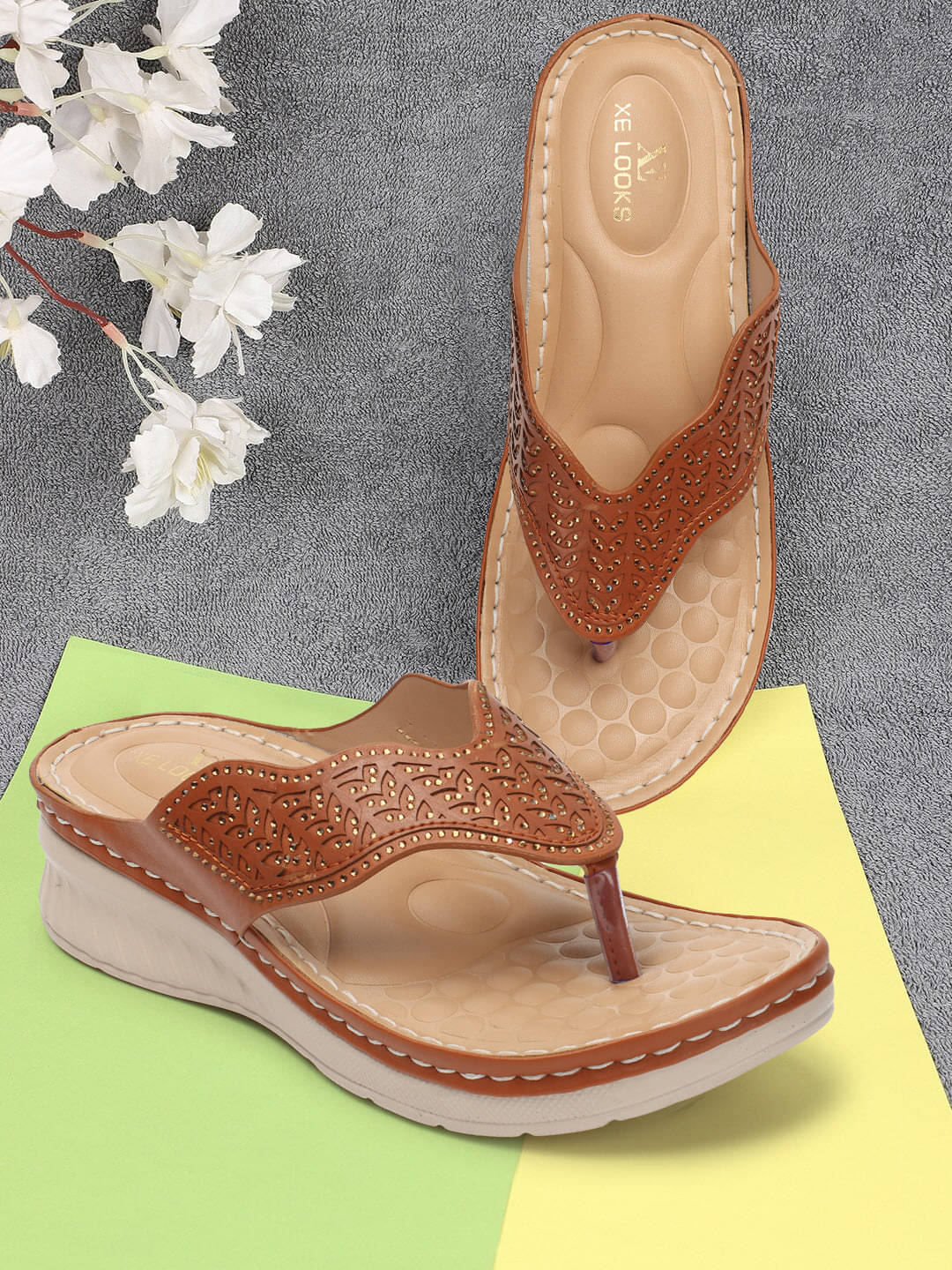     			XE Looks Tan Women's Floater Sandals