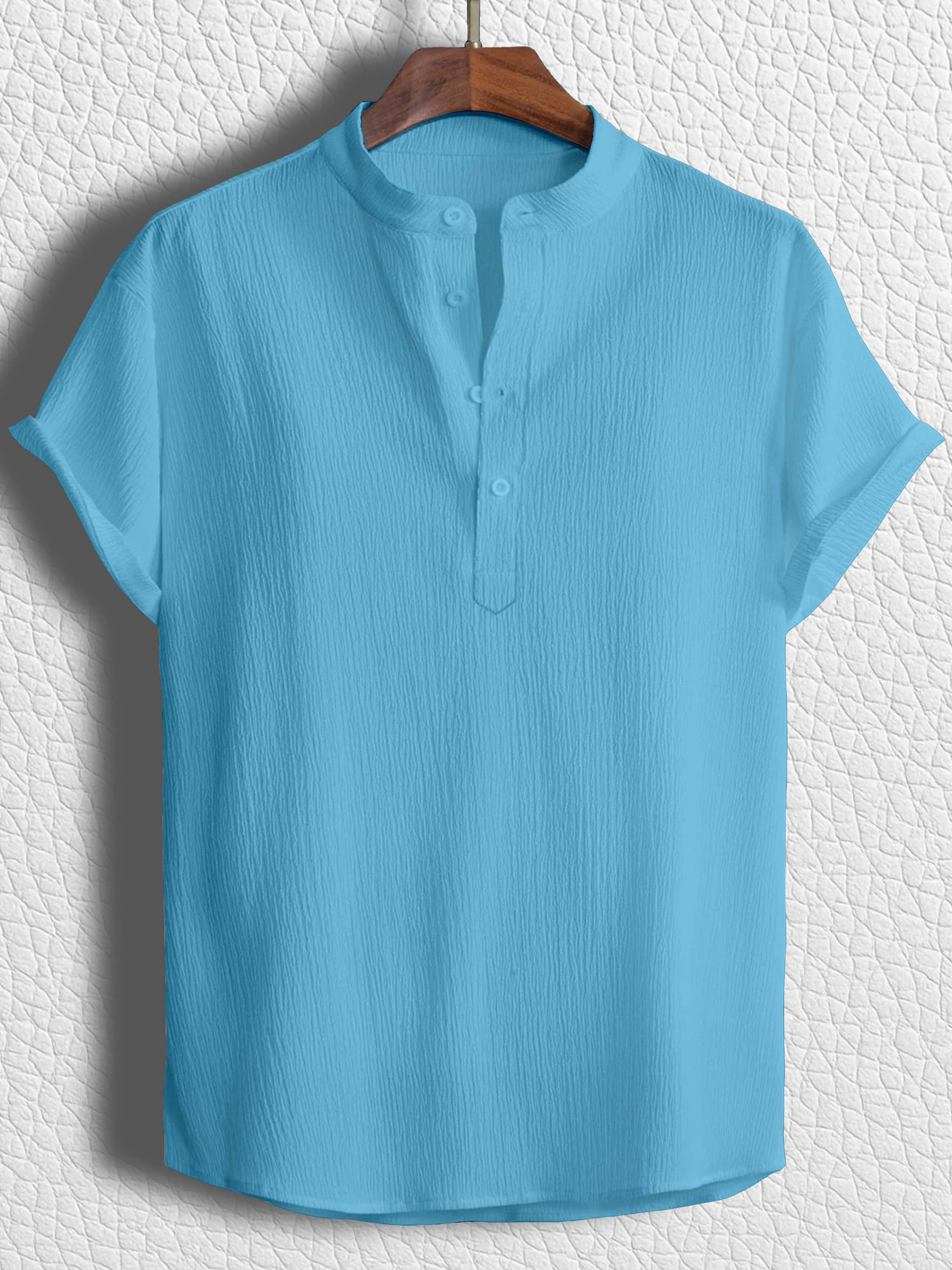     			color bucket Cotton Blend Regular Fit Popcorn Textured Half Sleeves Men's Casual Shirt - Blue ( Pack of 1 )
