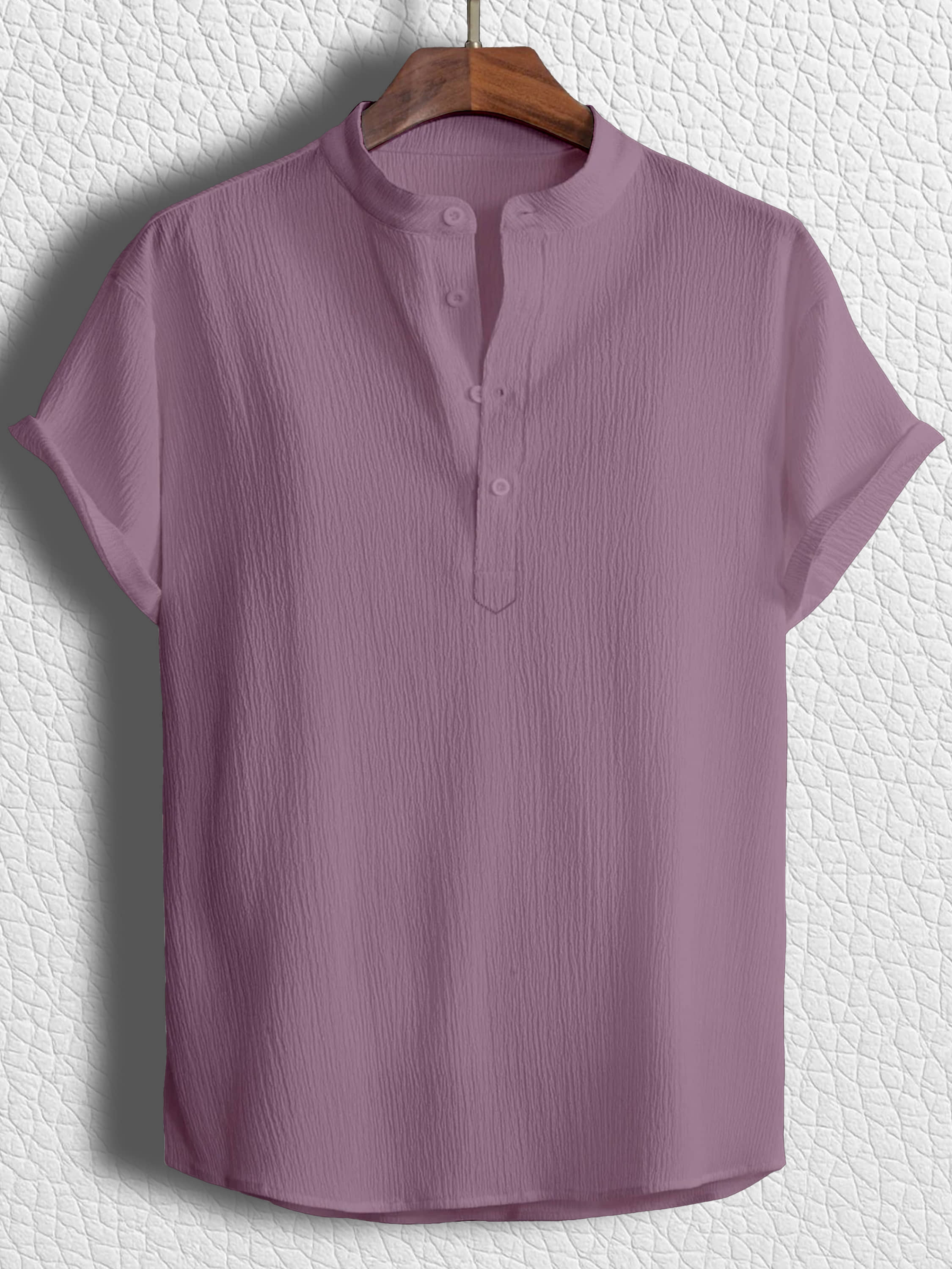 color bucket Cotton Blend Regular Fit Popcorn Textured Half Sleeves Men's Casual Shirt - Pink ( Pack of 1 )