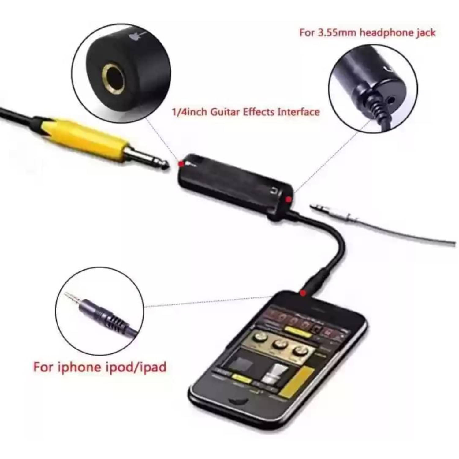     			iRig Guitar Interface Adapter for Mobile, Multimedia Ampli Tube Guitar Interface Adaptor – 3.5mm Jack Mic and Headphone Support for iPhone, iPad, Smartphones, Audio Recording Note: Not Suitable for Android Users