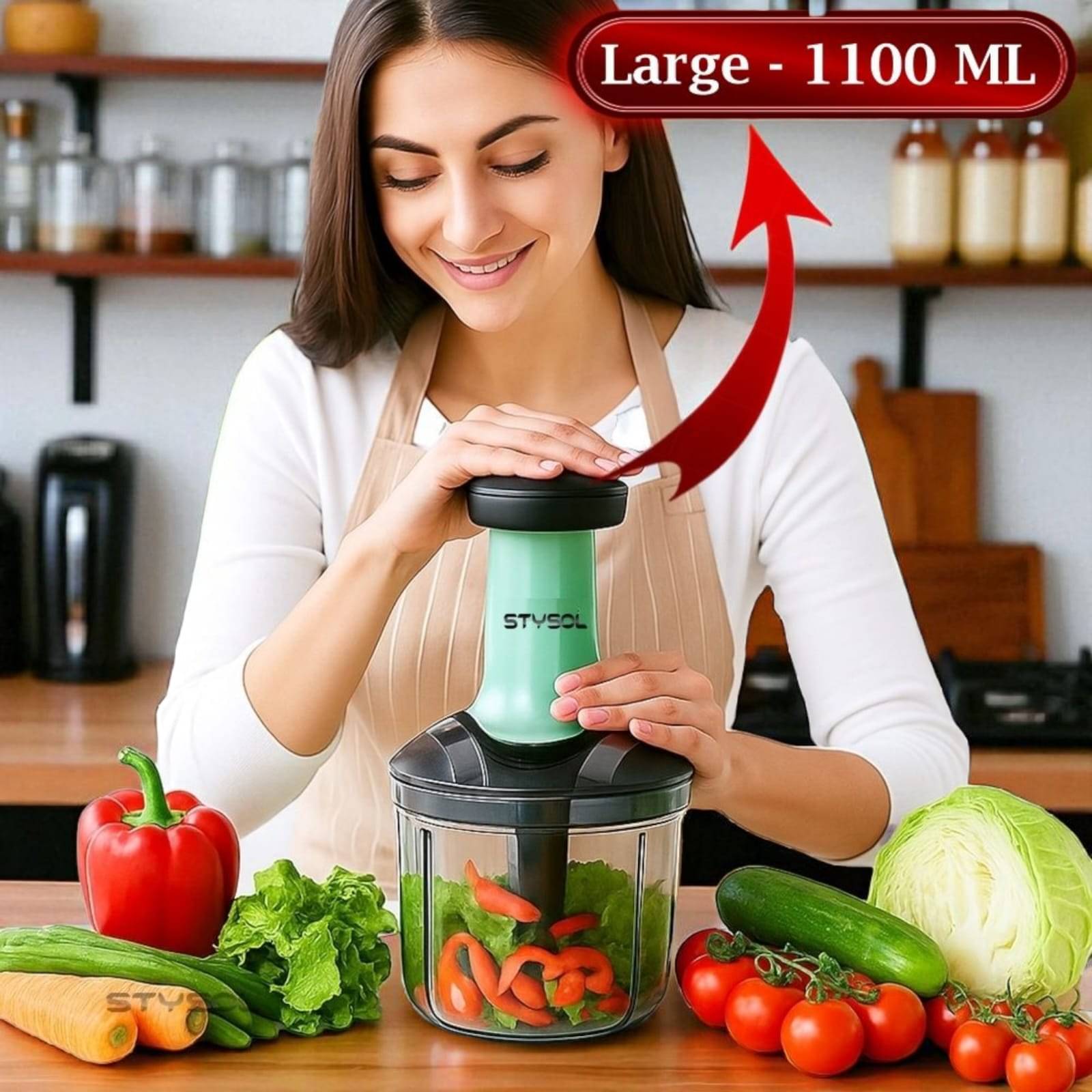 1100 ML Classy Manual Speedy Hand Press Food Push Chopper BPA Free Stainless Steel Blade Onion Chopper for Vegetables Fruits Nuts - Push Chopper 1100 ML Classy Manual Speedy Hand Press Food Push Chopper BPA Free Stainless Steel Blade Onion Chopper for Vegetables Fruits Nuts - Push Chopper