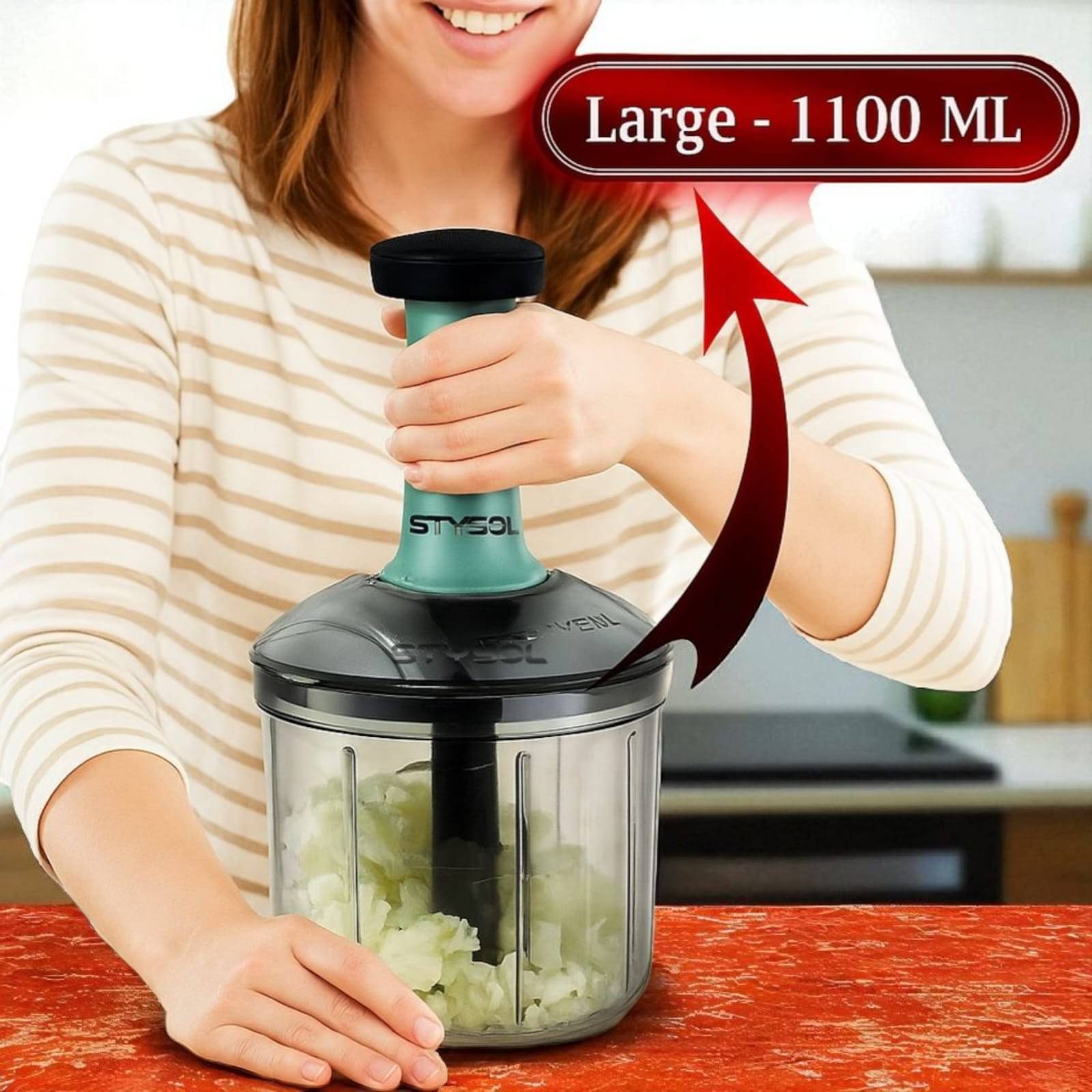 1100 ML Classy Manual Speedy Hand Press Food Push Chopper BPA Free Stainless Steel Blade Onion Chopper for Vegetables Fruits Nuts - Push Chopper 1100 ML Classy Manual Speedy Hand Press Food Push Chopper BPA Free Stainless Steel Blade Onion Chopper for Vegetables Fruits Nuts - Push Chopper