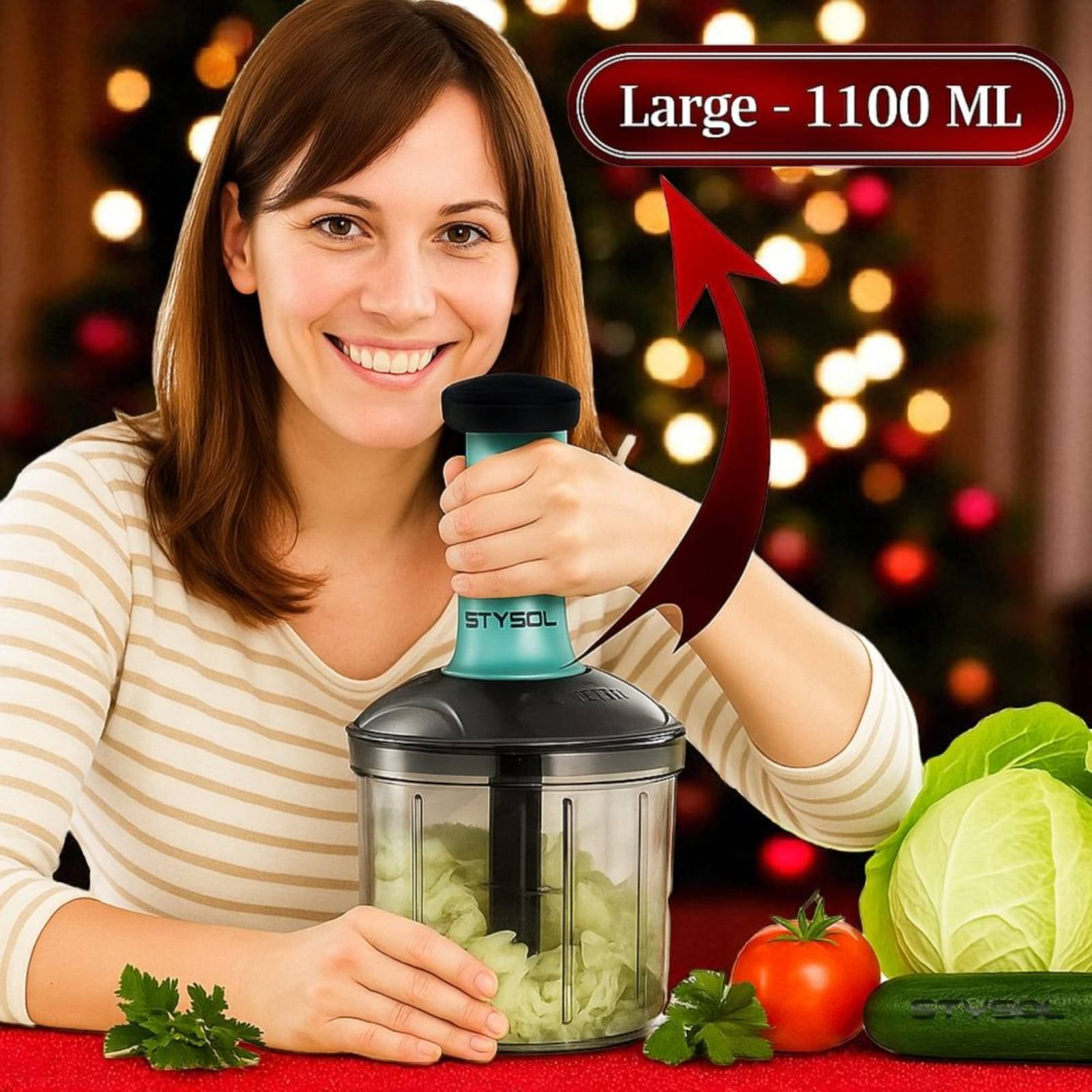     			1100ml Premium Large Push Chopper 6 Blades Onion Chopper Vegetable Cutter Vegetable Chopper Chopper Cutter Onion Cutters Dry Fruit Cutter Veg Cutter Garlic Chopper Hand Chopper Handy Chopper