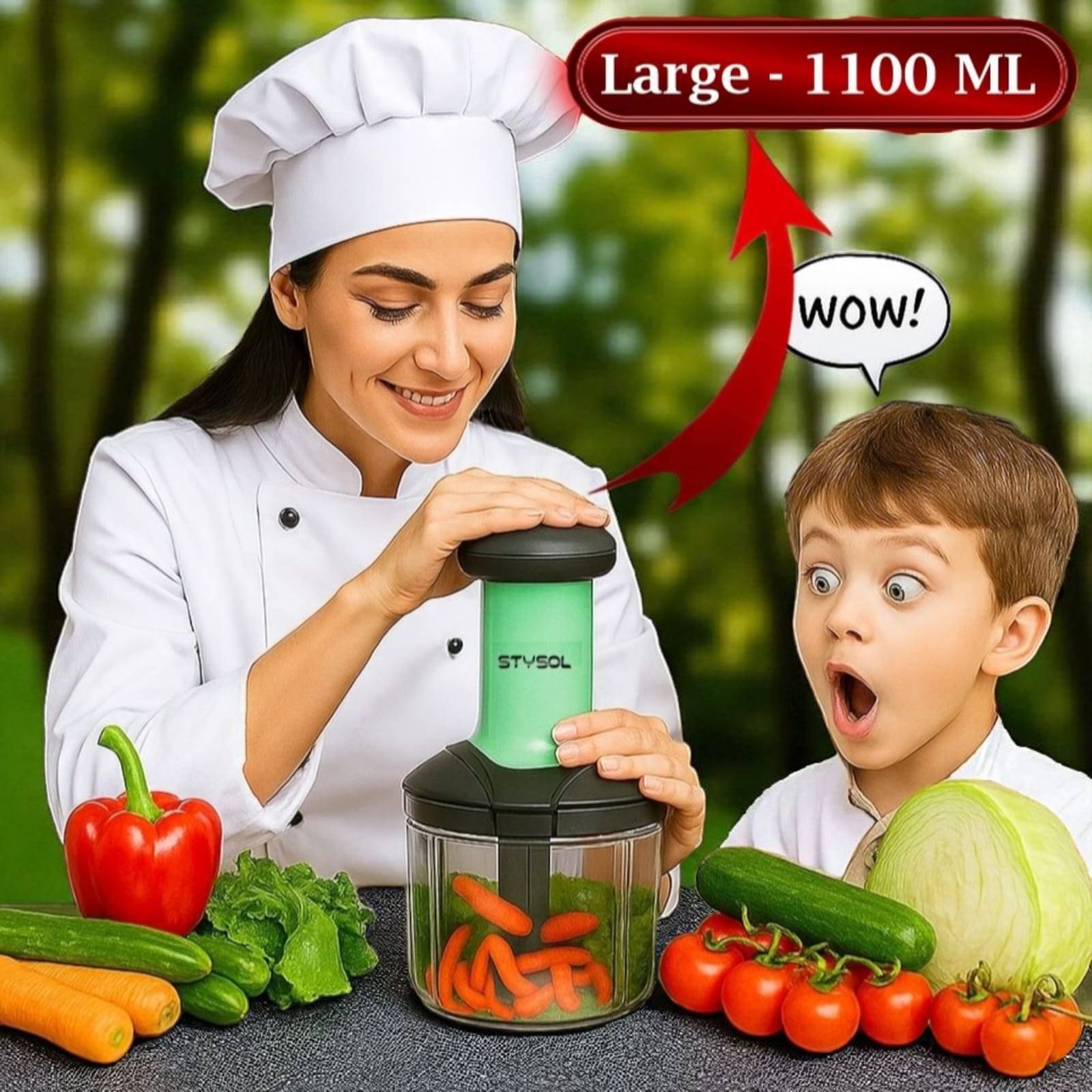     			1100ml Premium Large Push Chopper 6 Blades Onion Chopper Vegetable Cutter Vegetable Chopper Chopper Cutter Onion Cutters Dry Fruit Cutter Veg Cutter Garlic Chopper Hand Chopper Handy Chopper