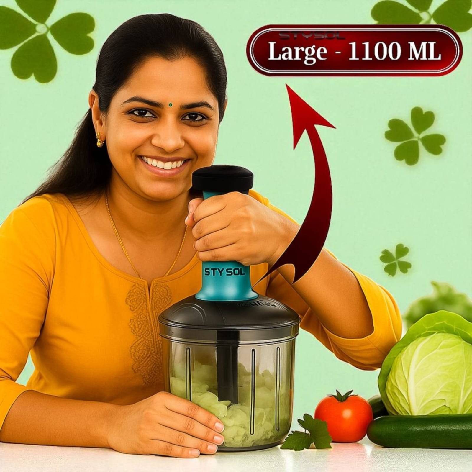     			1100ml Premium Large Push Chopper 6 Blades Onion Chopper Vegetable Cutter Vegetable Chopper Chopper Cutter Onion Cutters Dry Fruit Cutter Veg Cutter Garlic Chopper Hand Chopper Handy Chopper