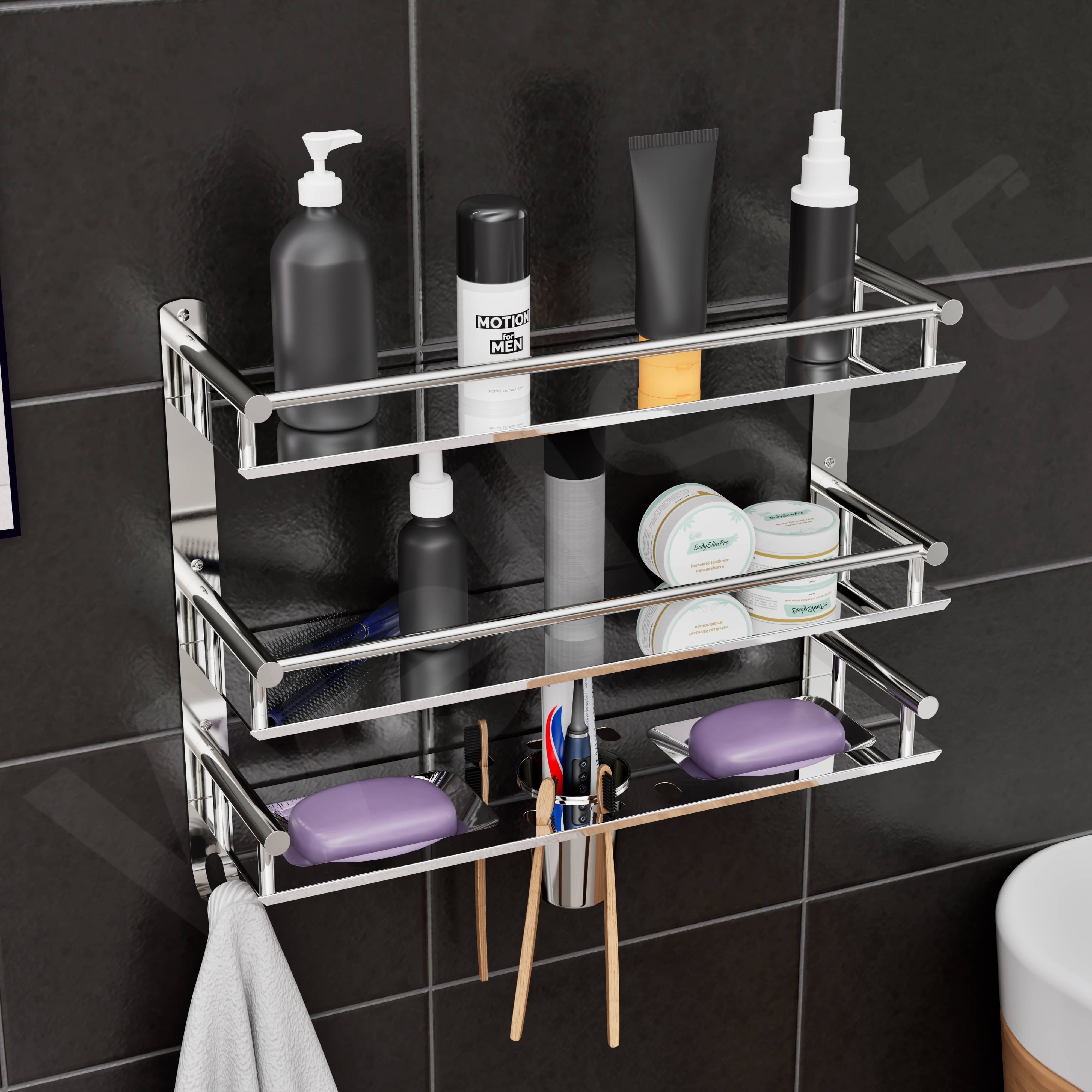 3 Leyar Soap & Tumbler holder Rack (002) 3 Leyar Soap & Tumbler holder Rack (002)