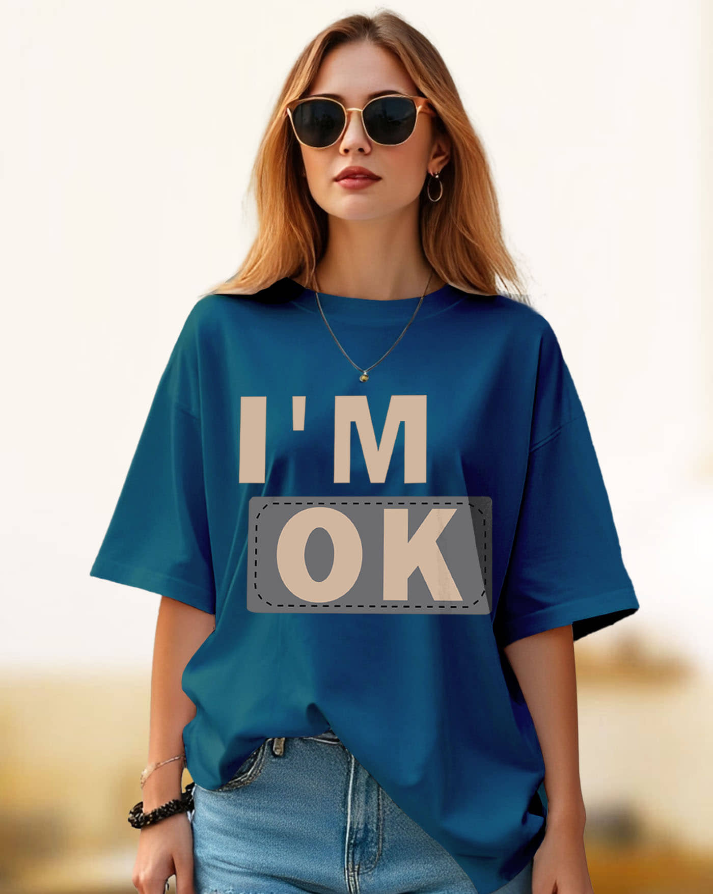 AUSK Women Cotton Blend Printed Oversized Fit Round Neck T-Shirt ( Grey )