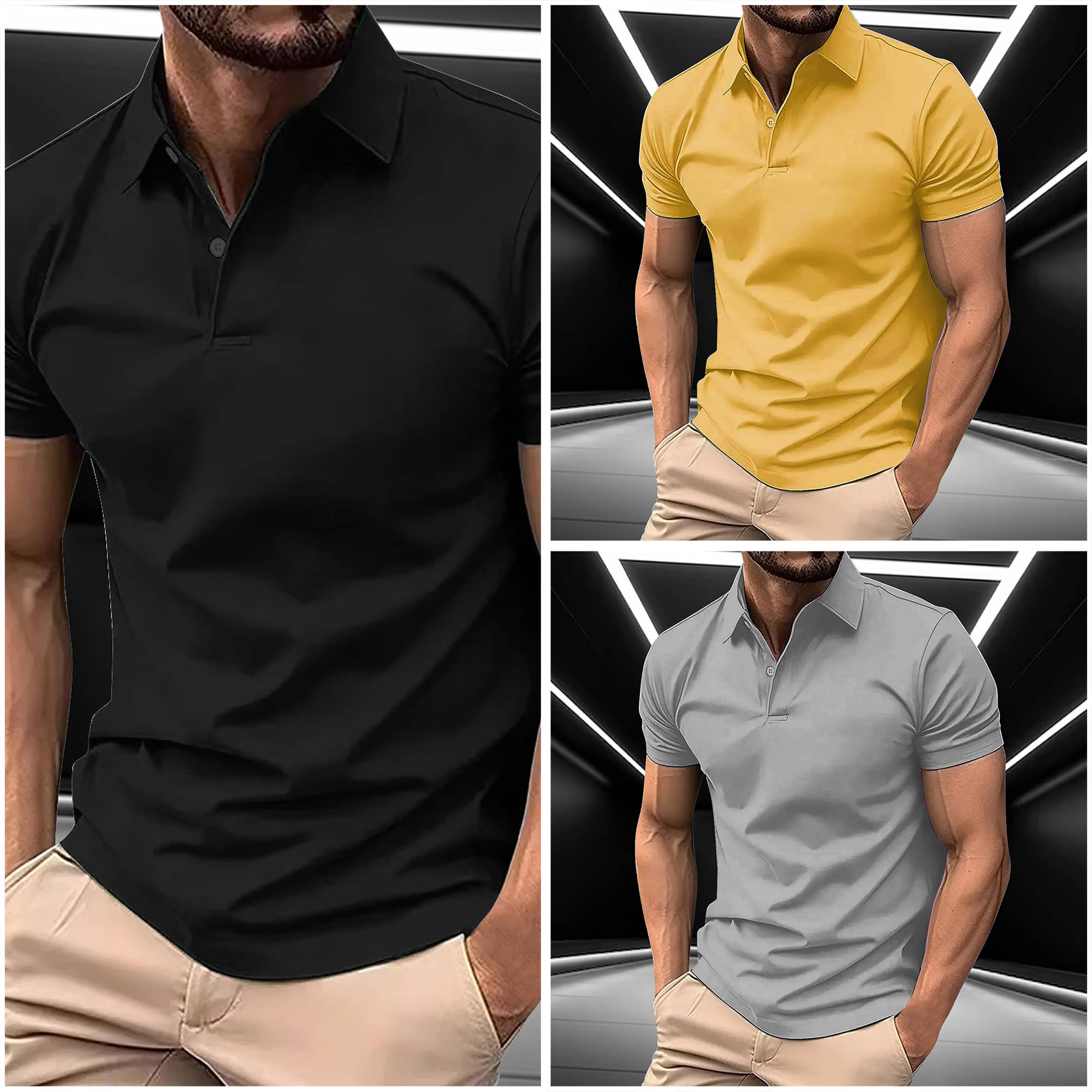 COCOSOUL Men Cotton Blend Regular Fit Solid Polo T Shirt ( Black ) COCOSOUL Men Cotton Blend Regular Fit Solid Polo T Shirt ( Black )
