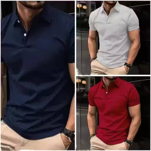     			COCOSOUL Men Cotton Blend Regular Fit Solid Polo T Shirt ( Indigo )