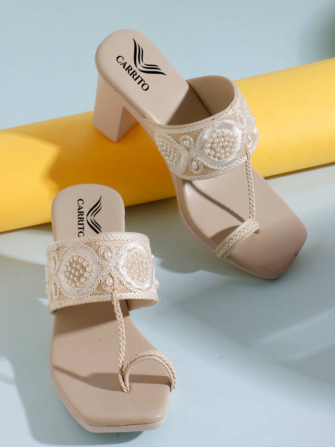     			Carrito Beige Women's Slip On Heels