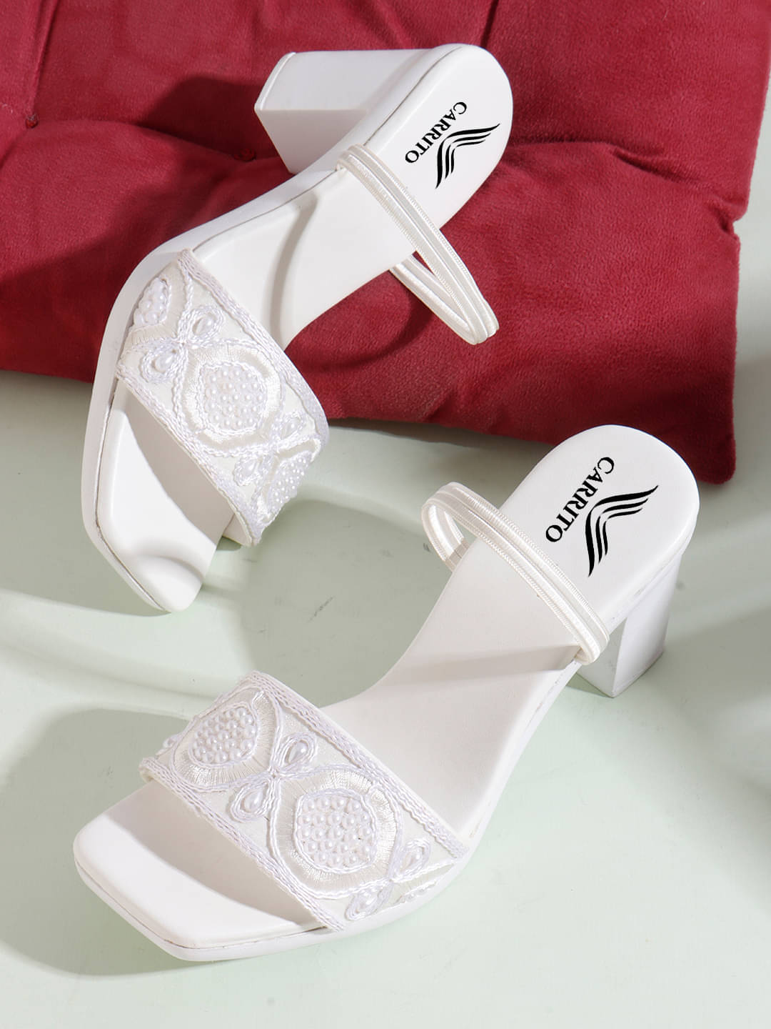     			Carrito White Women's Sandal Heels