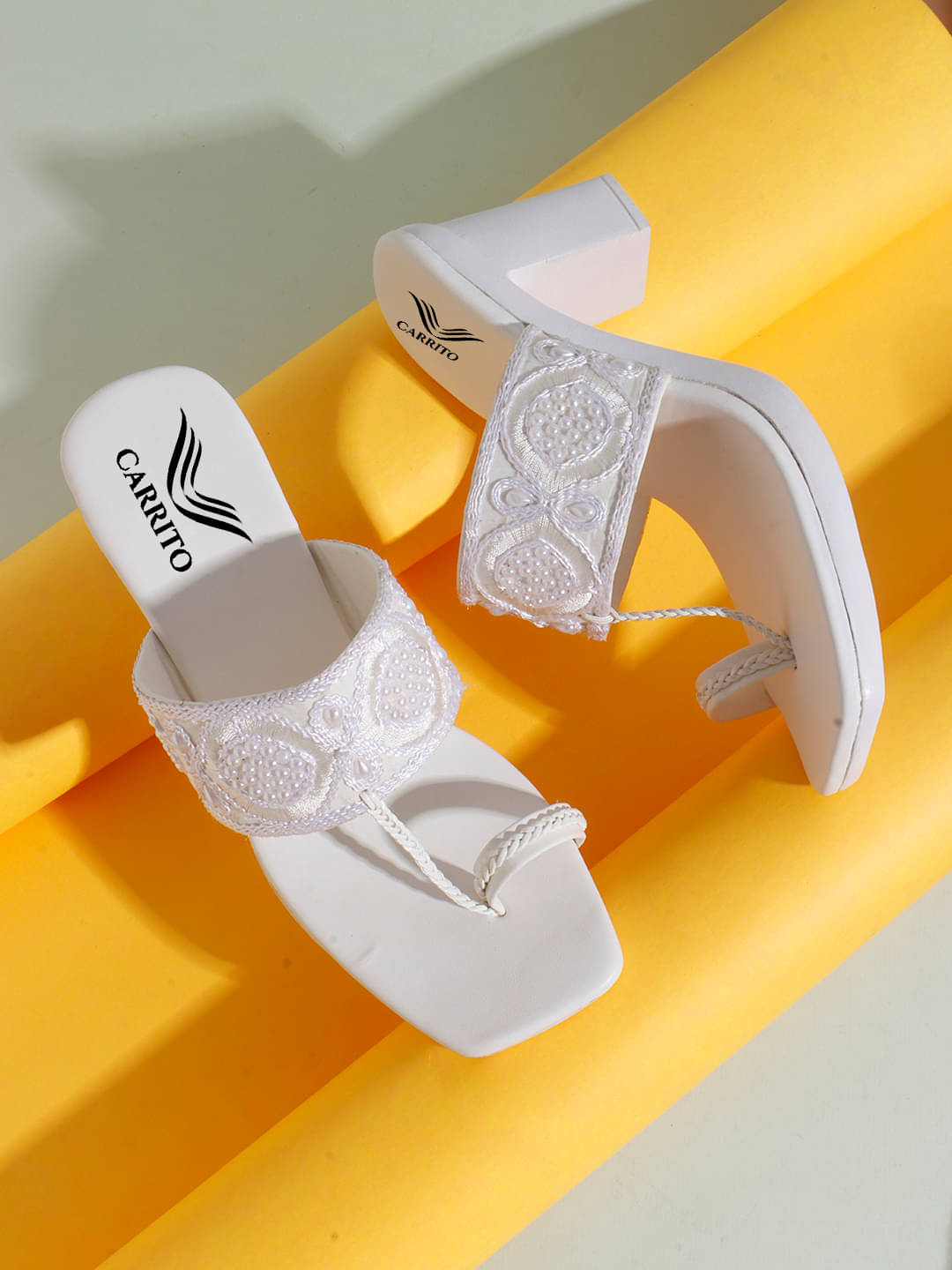 Carrito White Women's Sandal Heels     			Carrito White Women's Sandal Heels